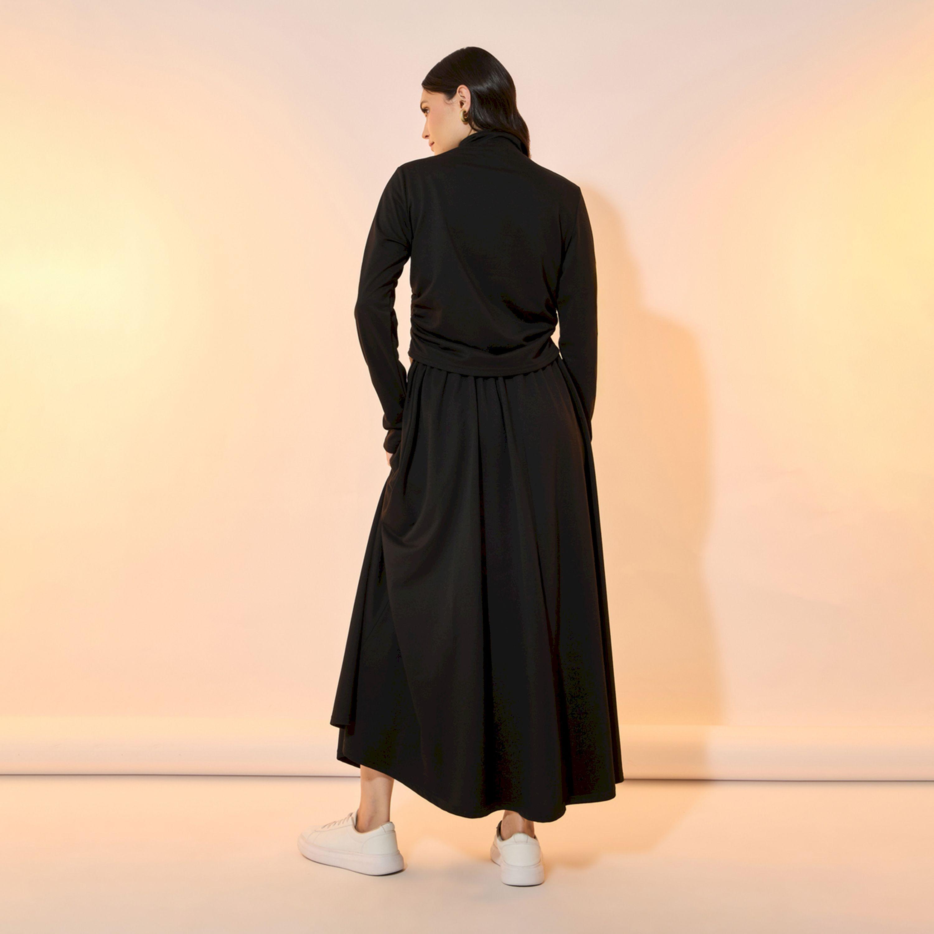 Take Two Solid Half Zip Hoodie and Maxi Skirt Co-Ords-women-clothing-coordsets-image-5
