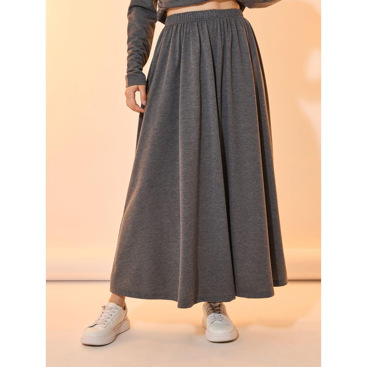 Take Two Melange Half Zip Hoodie and Maxi Skirt Co-Ords-women-clothing-coordsets-image-4