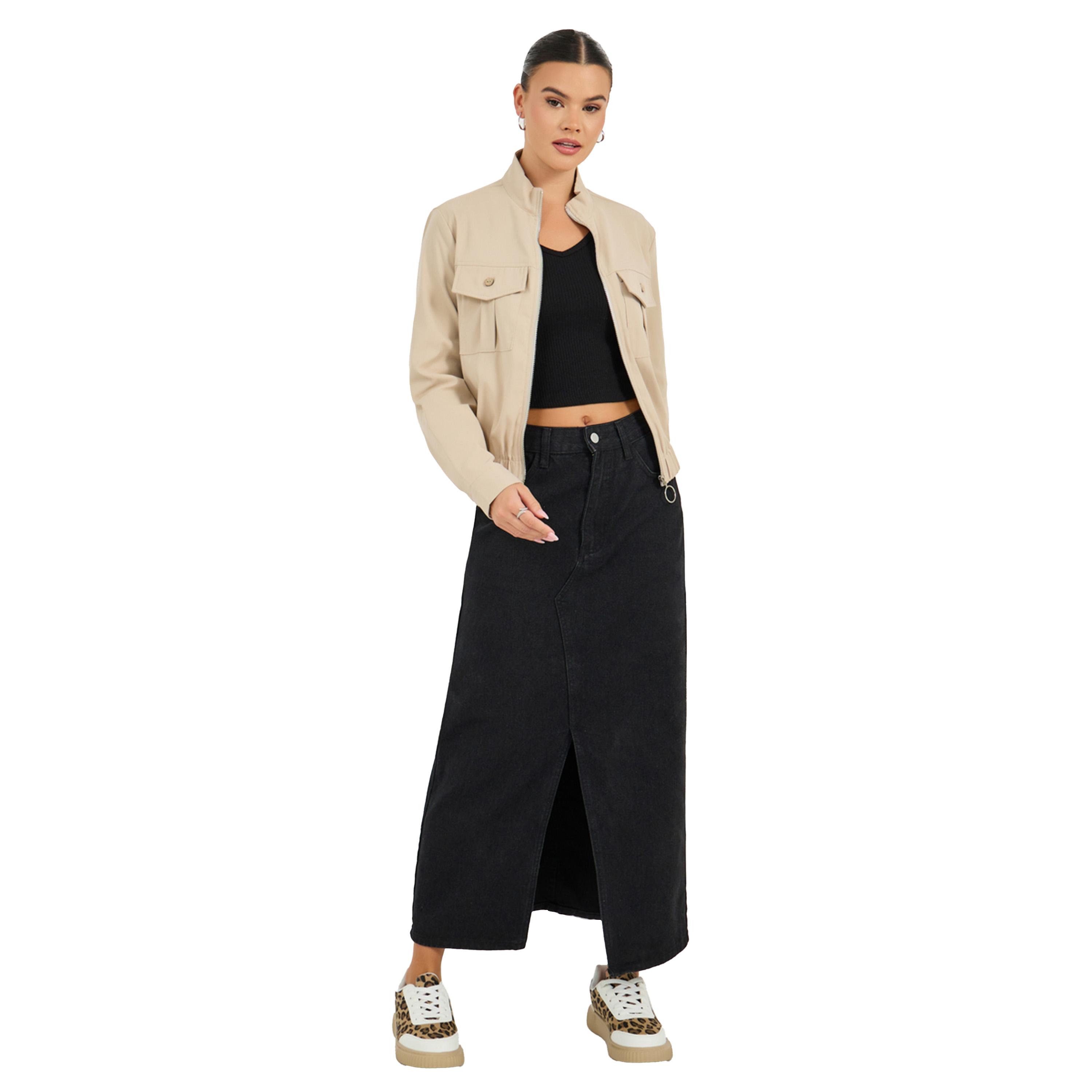 Styli Solid Long Sleeve Zipper Jacket-women-winterwear-coatsandjackets-jackets-image-2