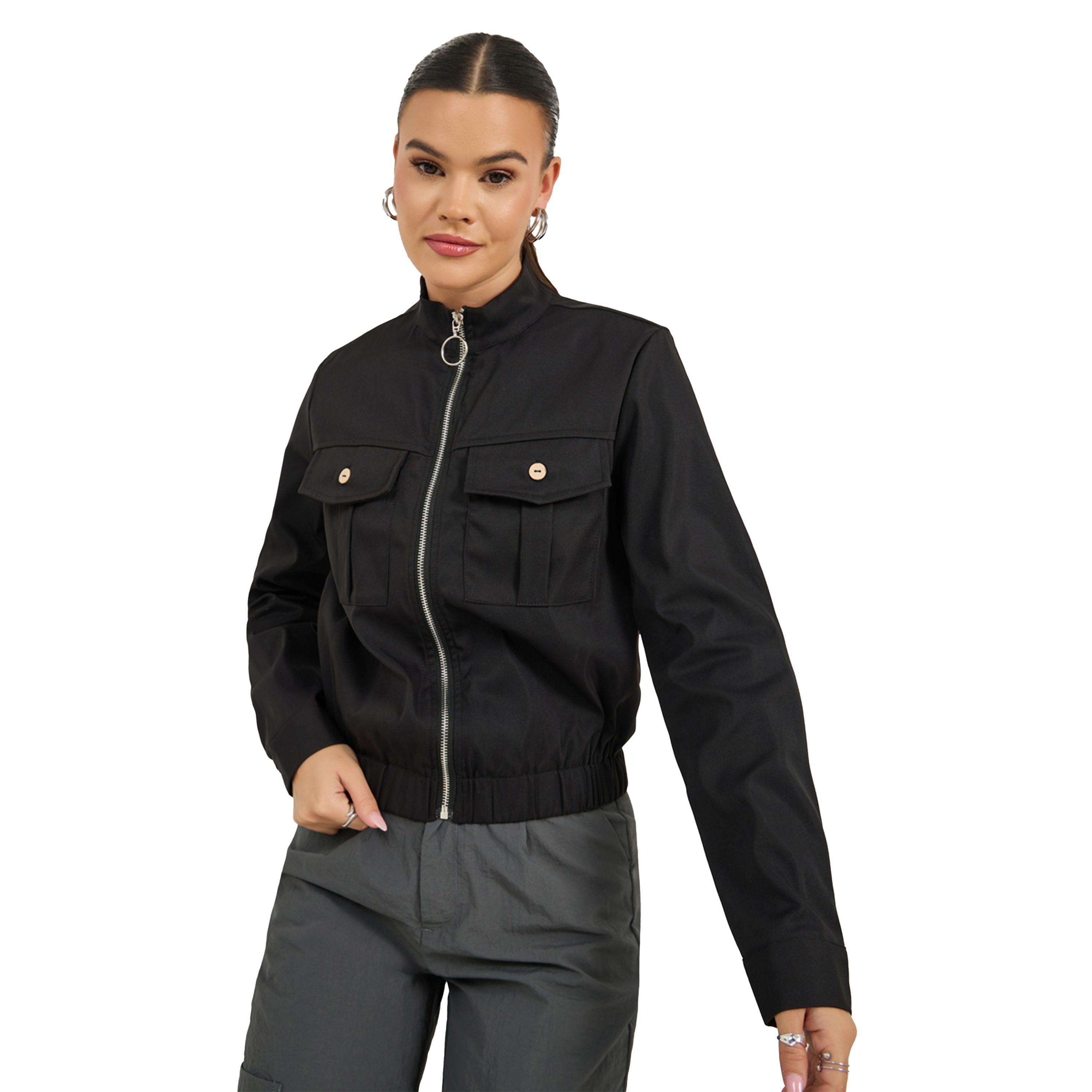 Styli Solid Long Sleeve Zip-Up Jacket-women-winterwear-coatsandjackets-jackets-image-4
