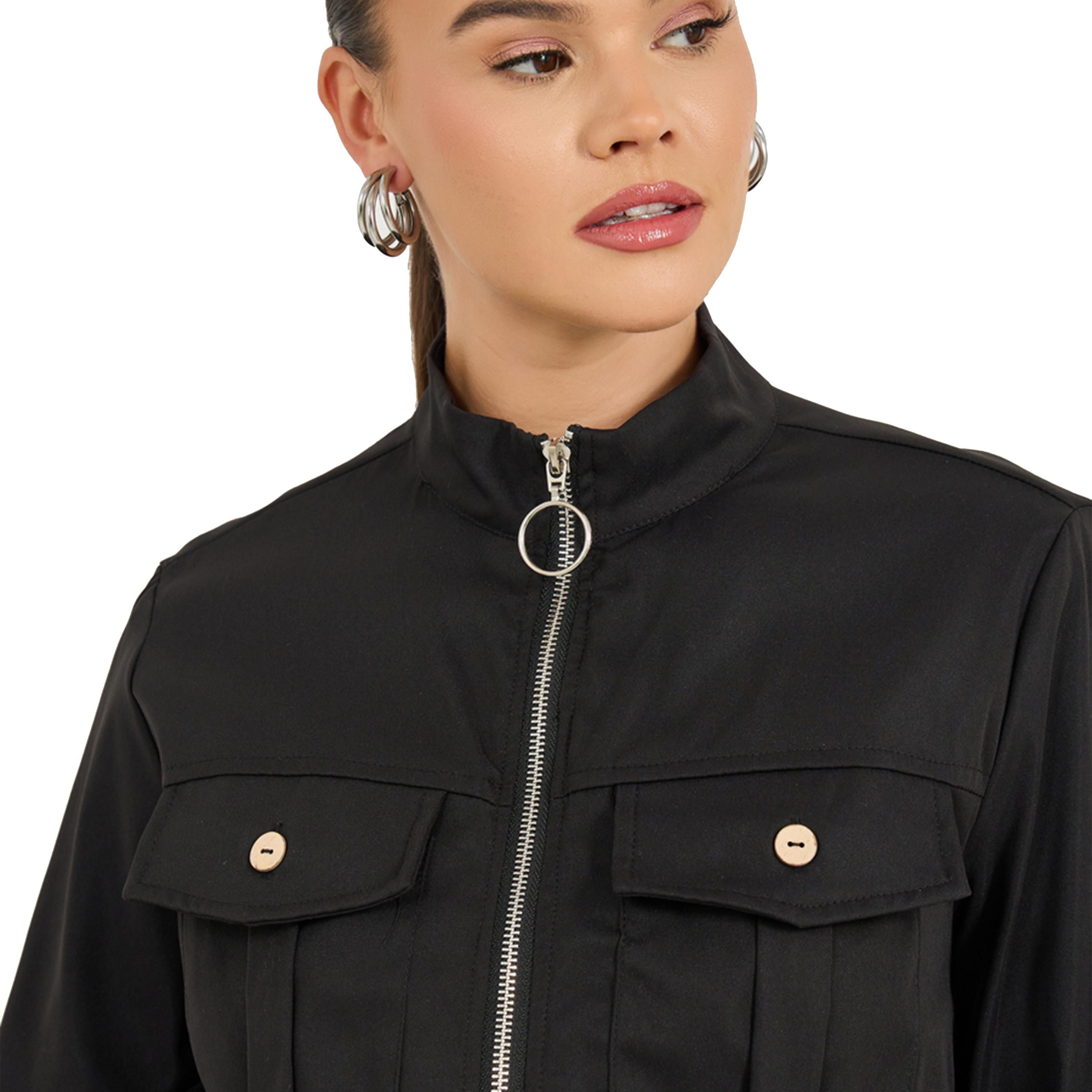 Styli Solid Long Sleeve Zip-Up Jacket-women-winterwear-coatsandjackets-jackets-image-5