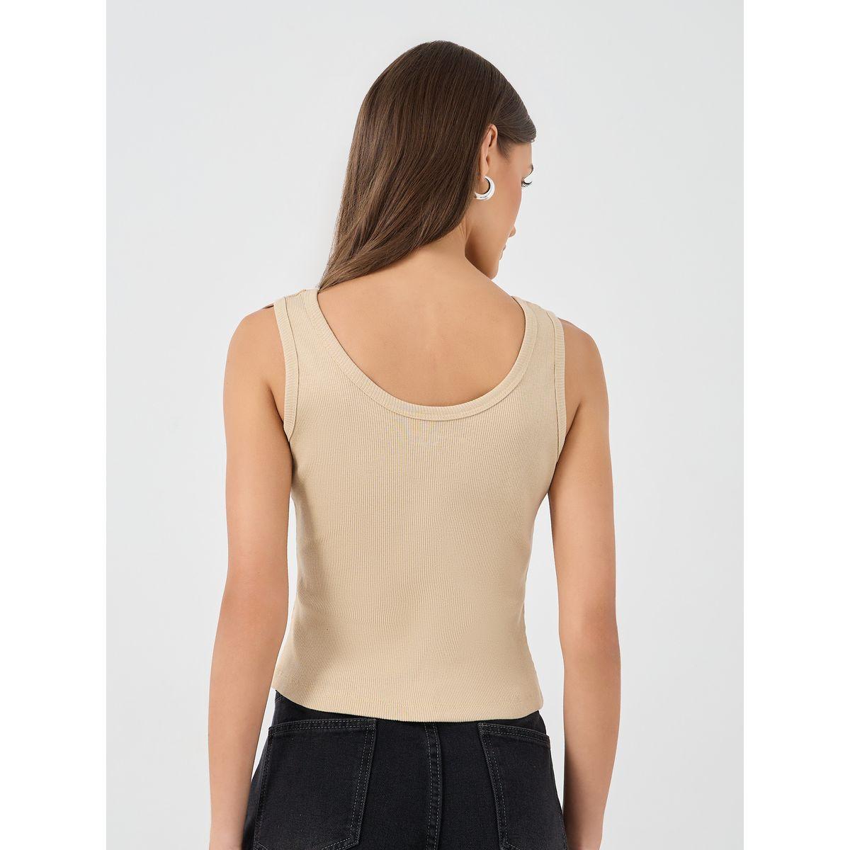 Styli Embroidered Slogan Fitted Round Neck Tank-women-clothing-tshirts-image-4