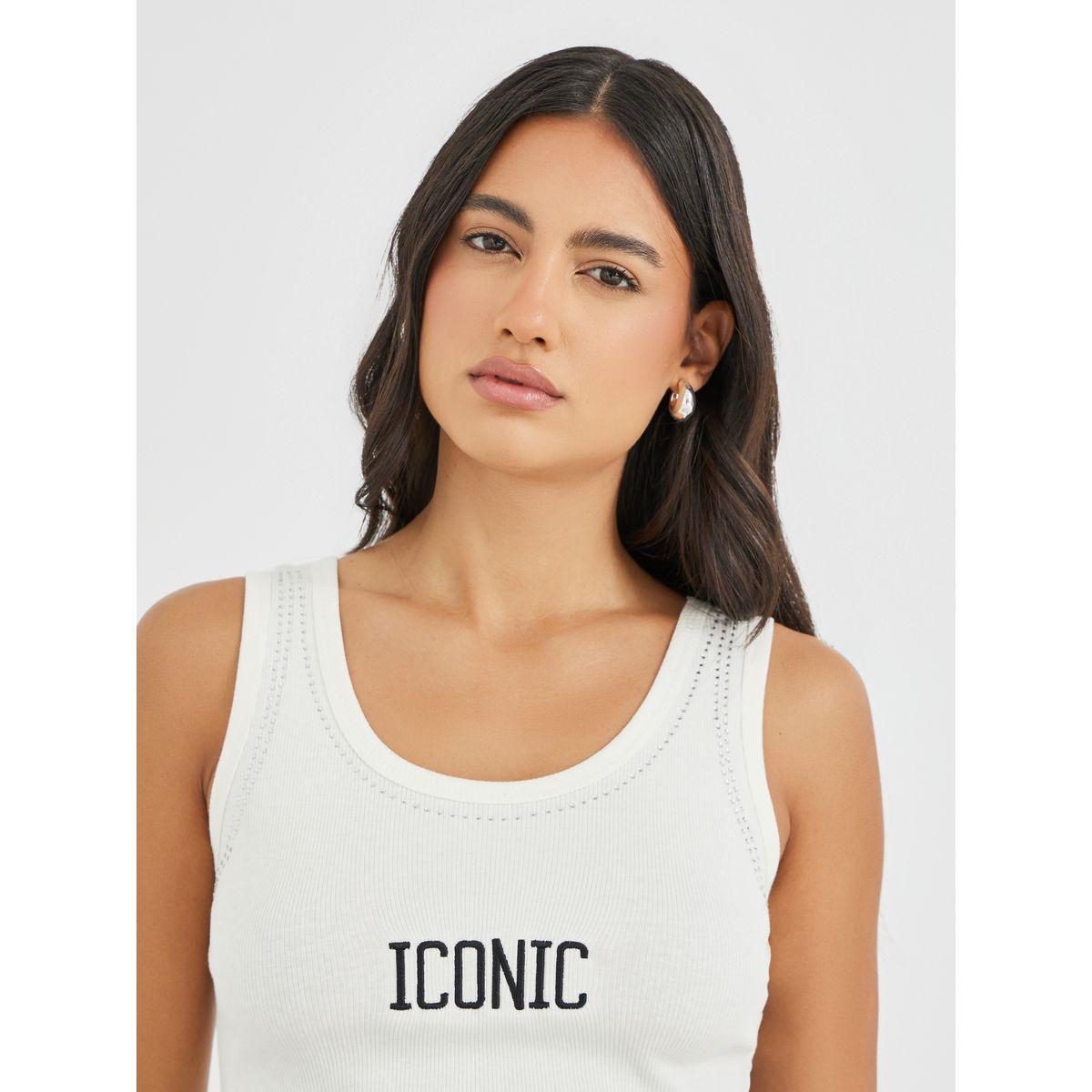 بلوزة بلا أكمام بتفاصيل مضلعة ومنمقة بحجر الراين-women-clothing-tshirts-image-2