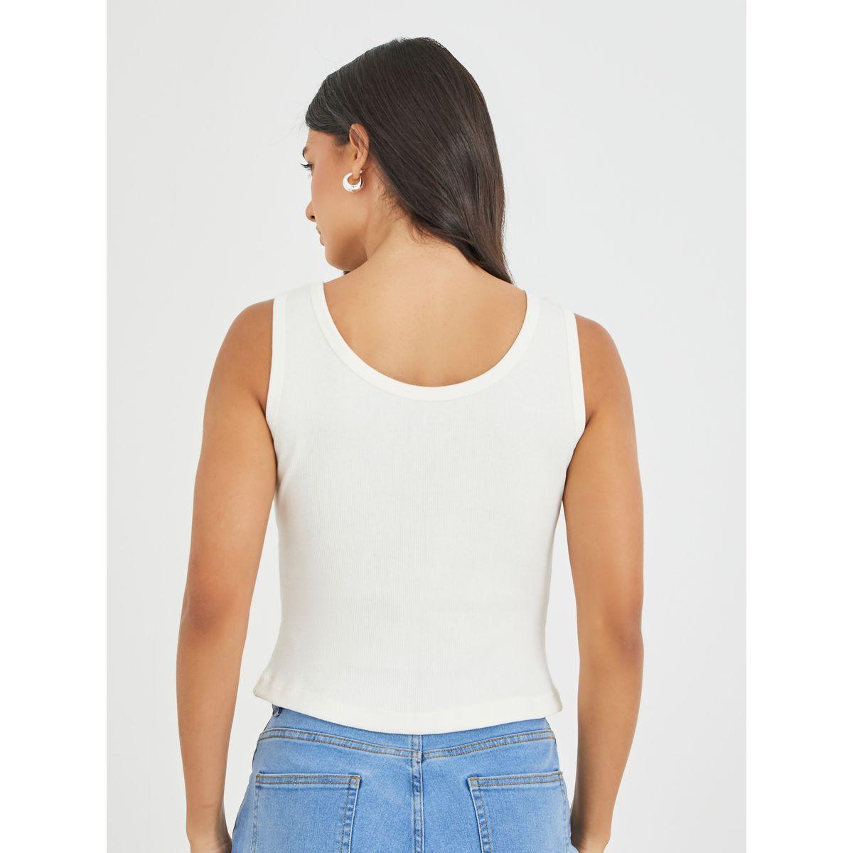 Styli Slogan Embroidered Ribbed Fitted Tank Top with Rhinestone Detail-women-clothing-tshirts-image-4