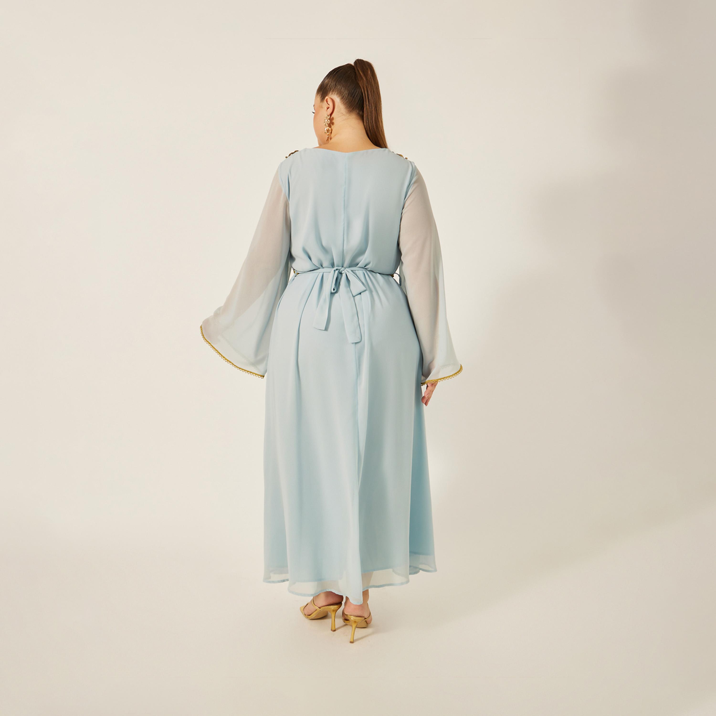 ستايلي - قفطان بمقاس كبير مع حزام خصر بتفاصيل دانتيل-women-arabicclothing-kaftan-image-5
