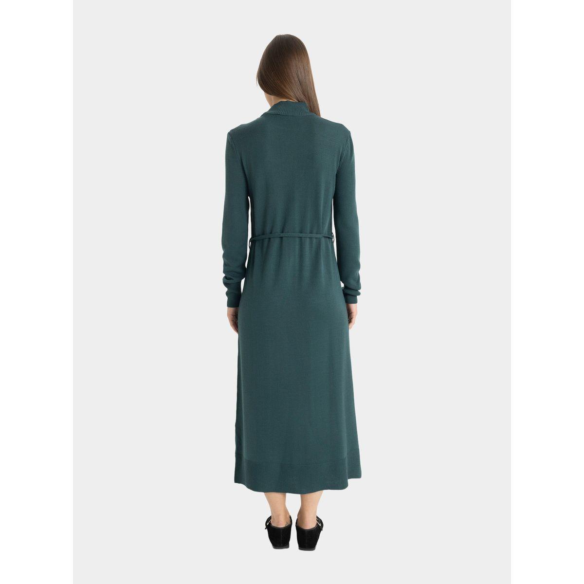 فستان طويل محبوك سادة بياقة عالية ديفاكتو × ستايلي-women-clothing-dresses-image-3