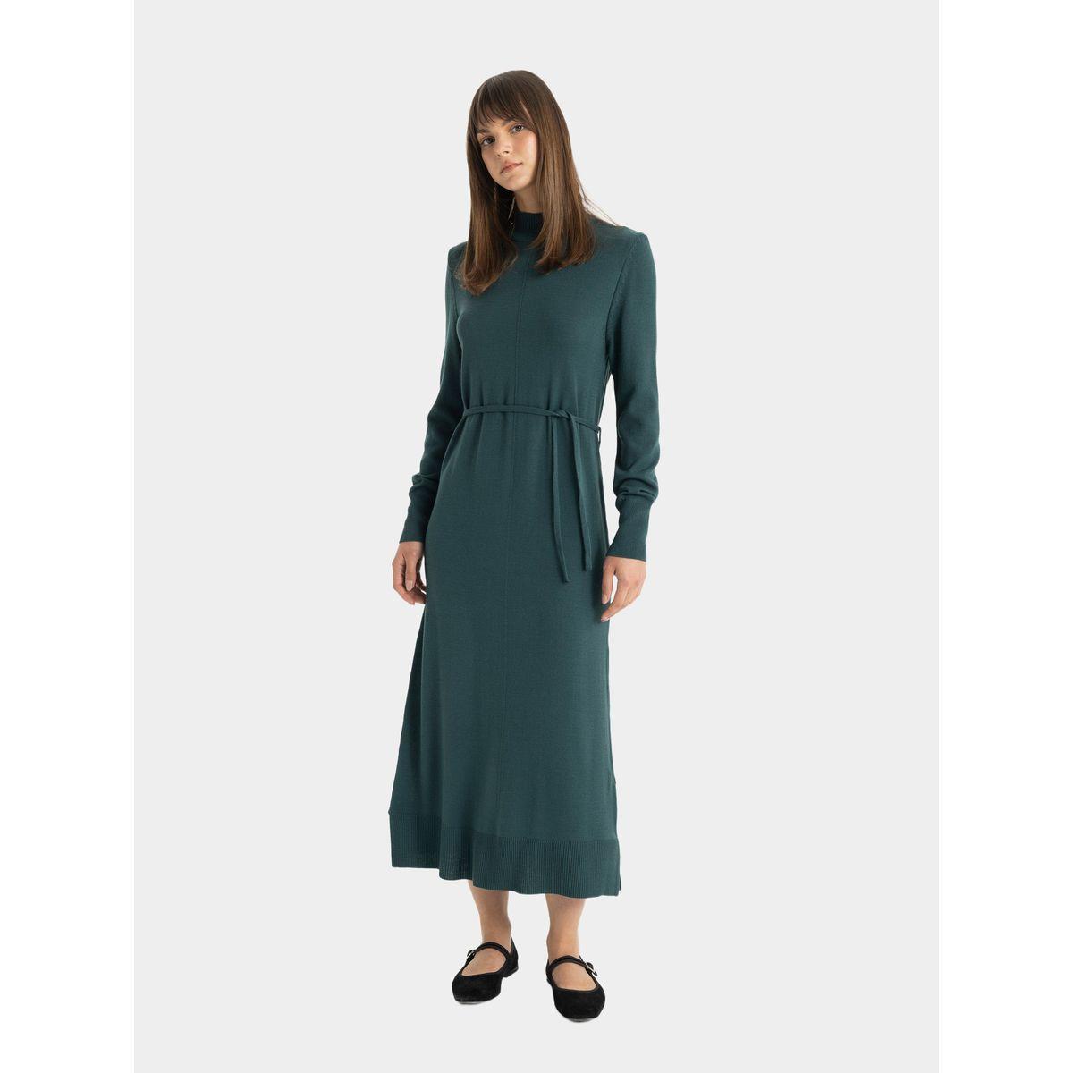 فستان طويل محبوك سادة بياقة عالية ديفاكتو × ستايلي-women-clothing-dresses-image-4