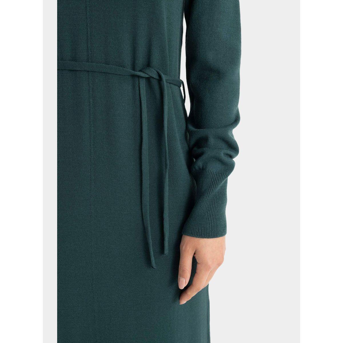 فستان طويل محبوك سادة بياقة عالية ديفاكتو × ستايلي-women-clothing-dresses-image-5