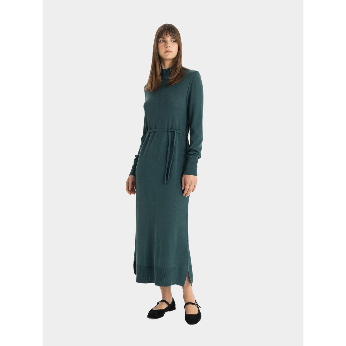 فستان طويل محبوك سادة بياقة عالية ديفاكتو × ستايلي-women-clothing-dresses-image-6