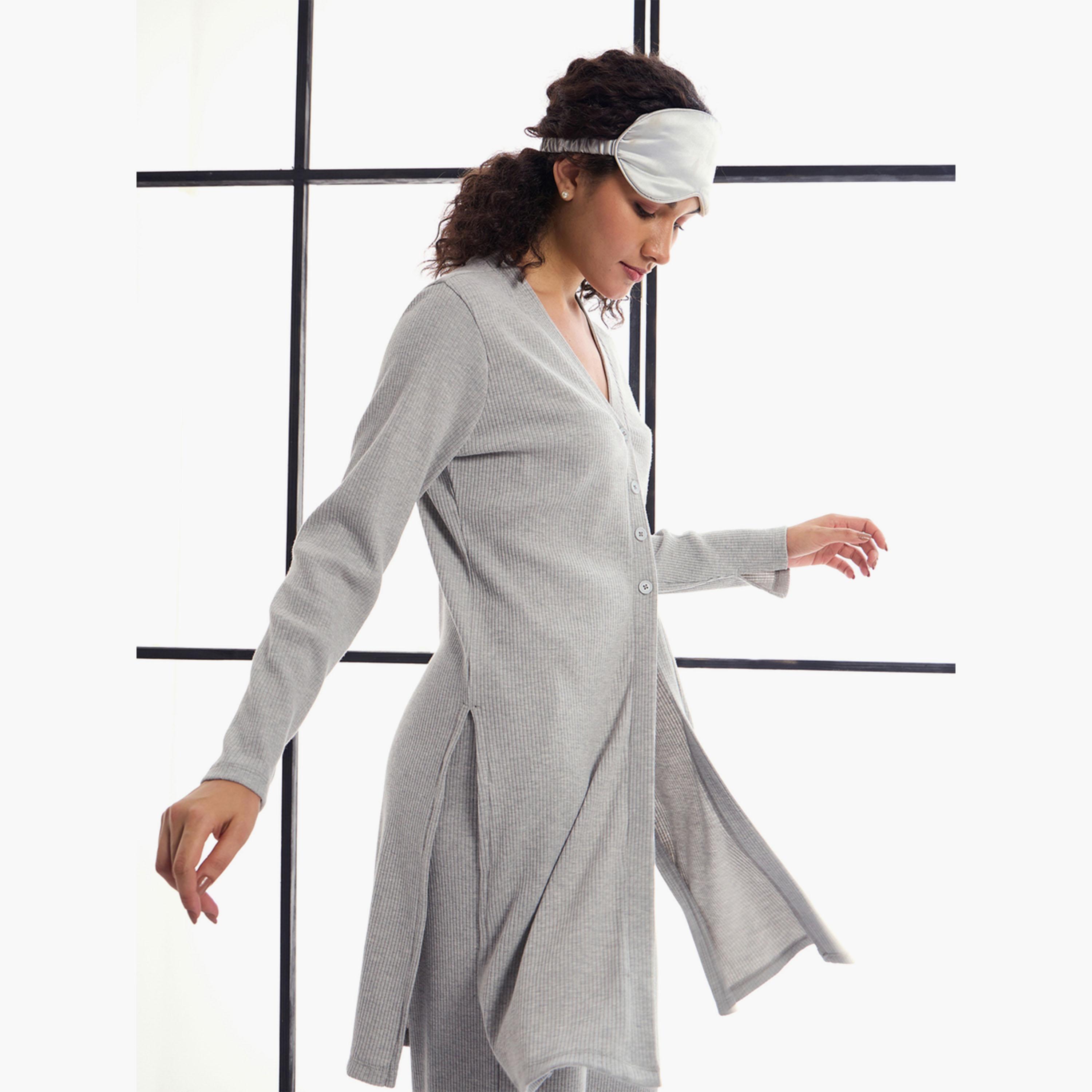 Sassafras X Styli Pack Of 3 - Melange Button Shrug, Lounge Pants And Eyemask-women-clothing-nightwear-pyjamas-longsets-image-1