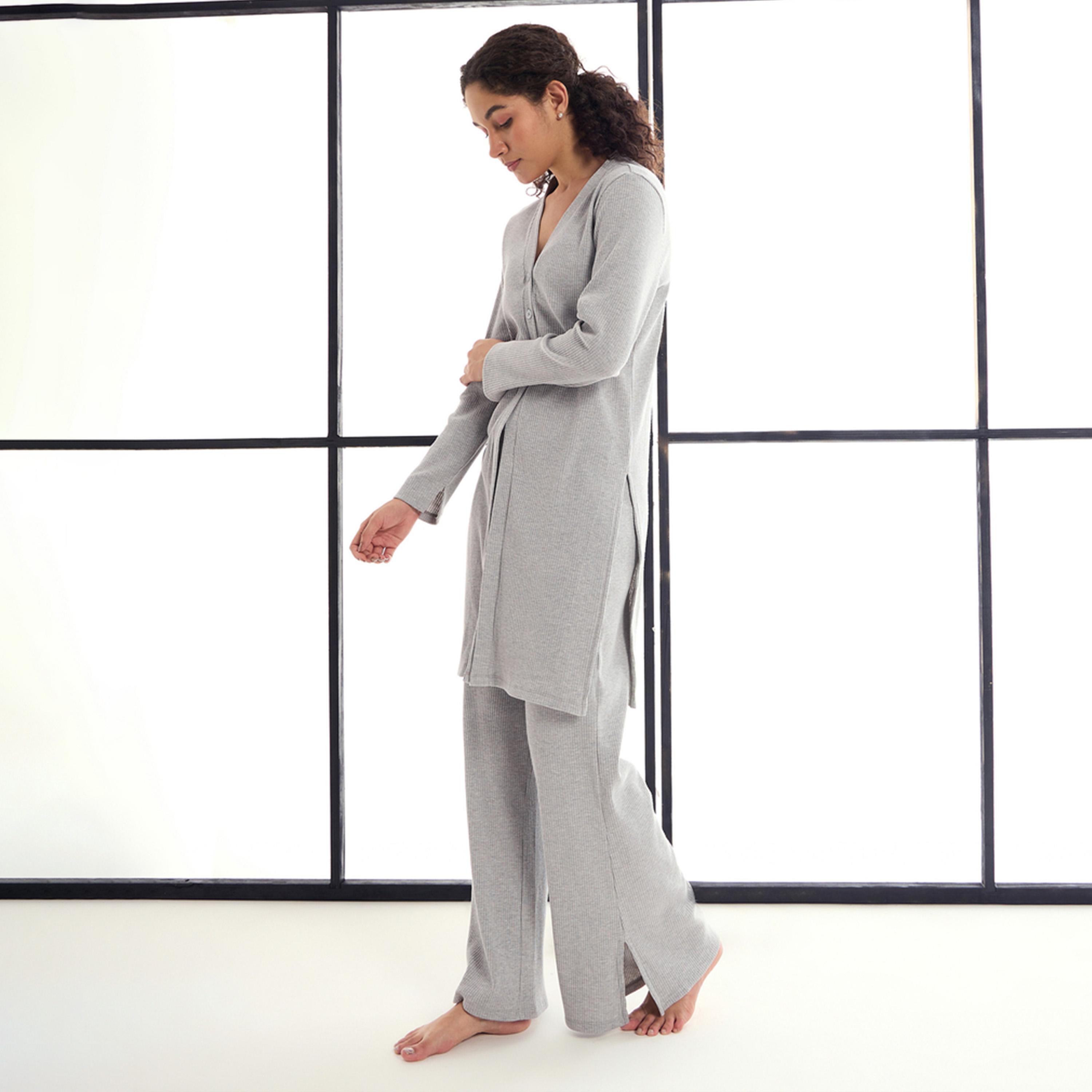 Sassafras X Styli Pack Of 3 - Melange Button Shrug, Lounge Pants And Eyemask-women-clothing-nightwear-pyjamas-longsets-image-3