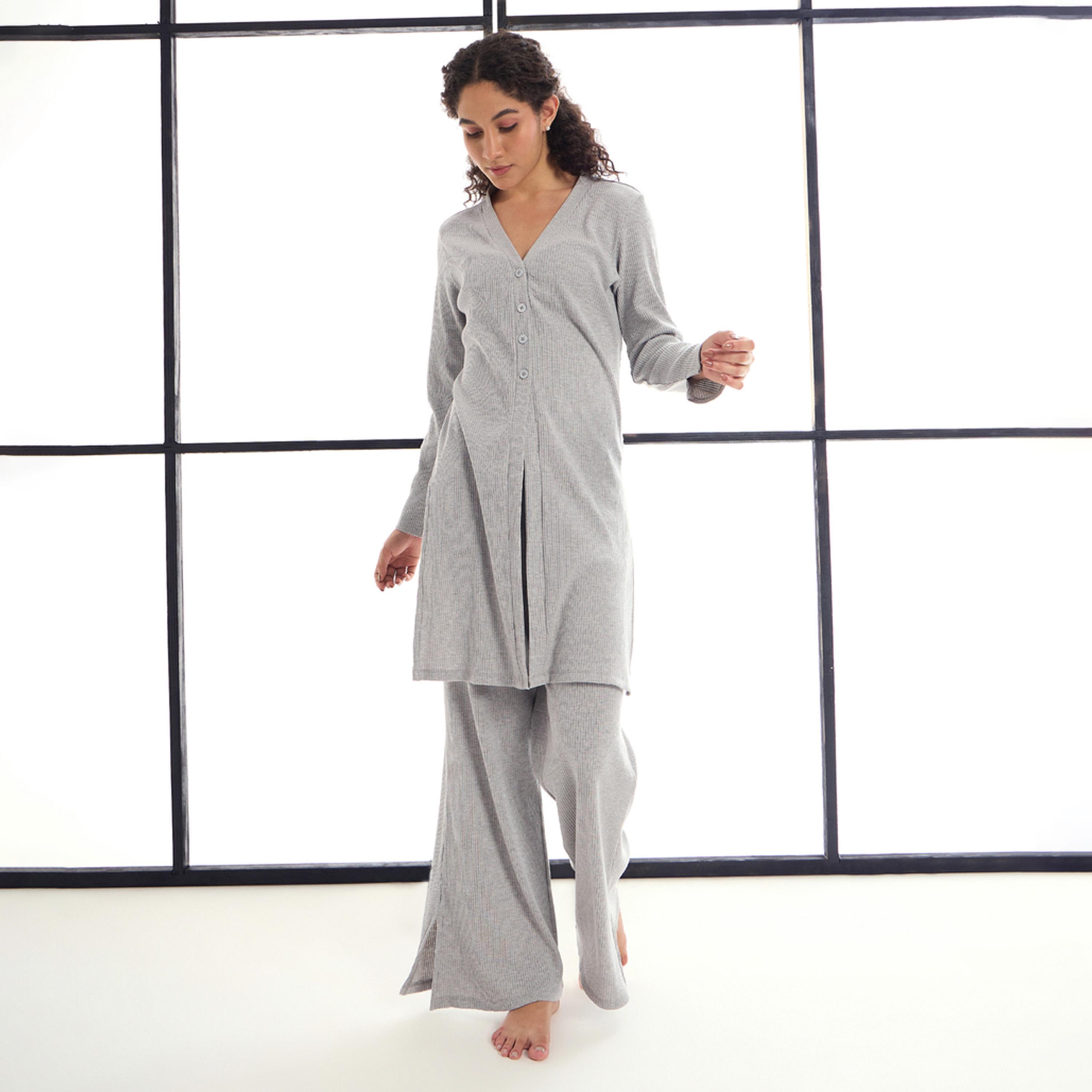 Sassafras X Styli Pack Of 3 - Melange Button Shrug, Lounge Pants And Eyemask-women-clothing-nightwear-pyjamas-longsets-image-7