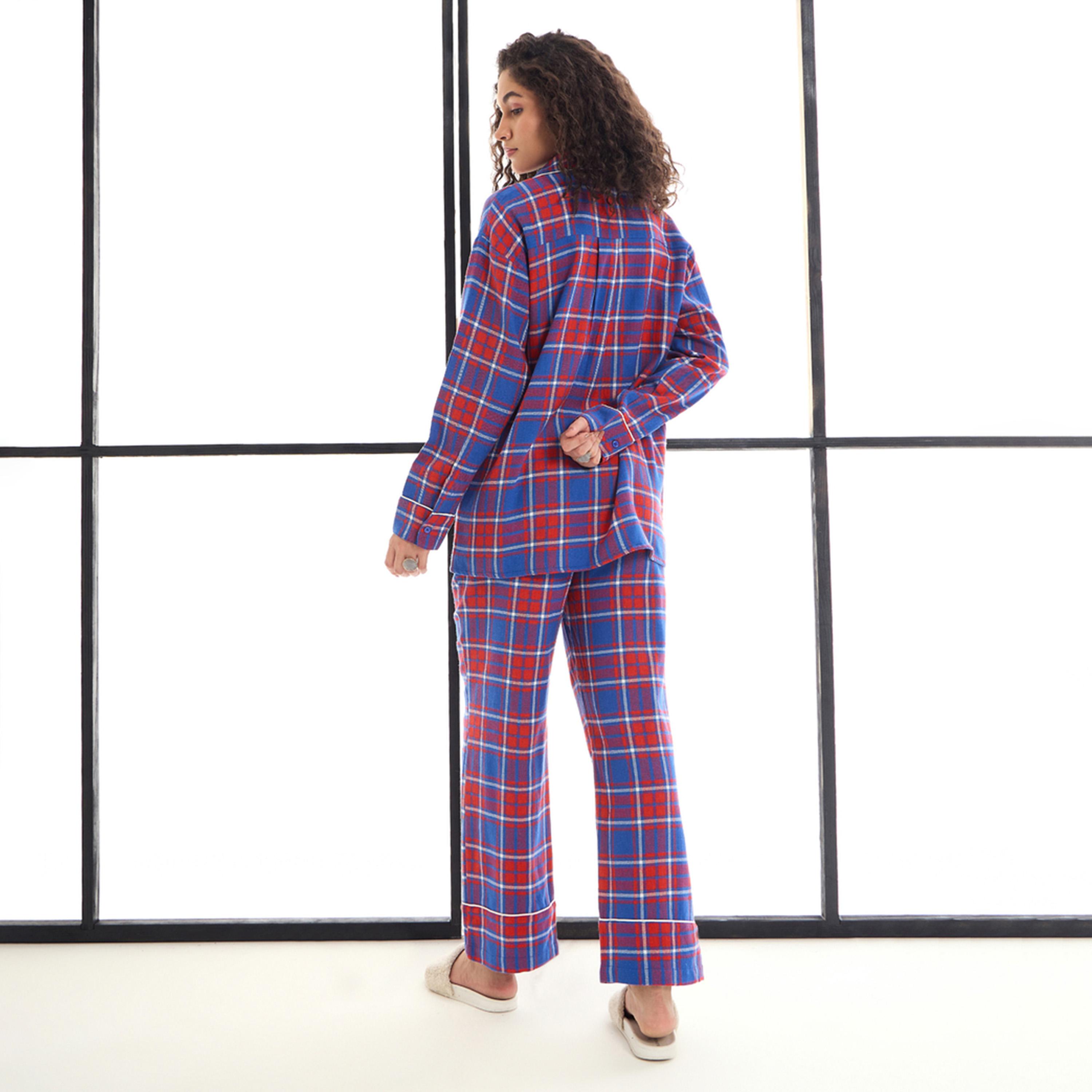 Sassafras X Styli Cotton Checked Shirt And Lounge Pants Set-women-clothing-nightwear-pyjamas-longsets-image-6