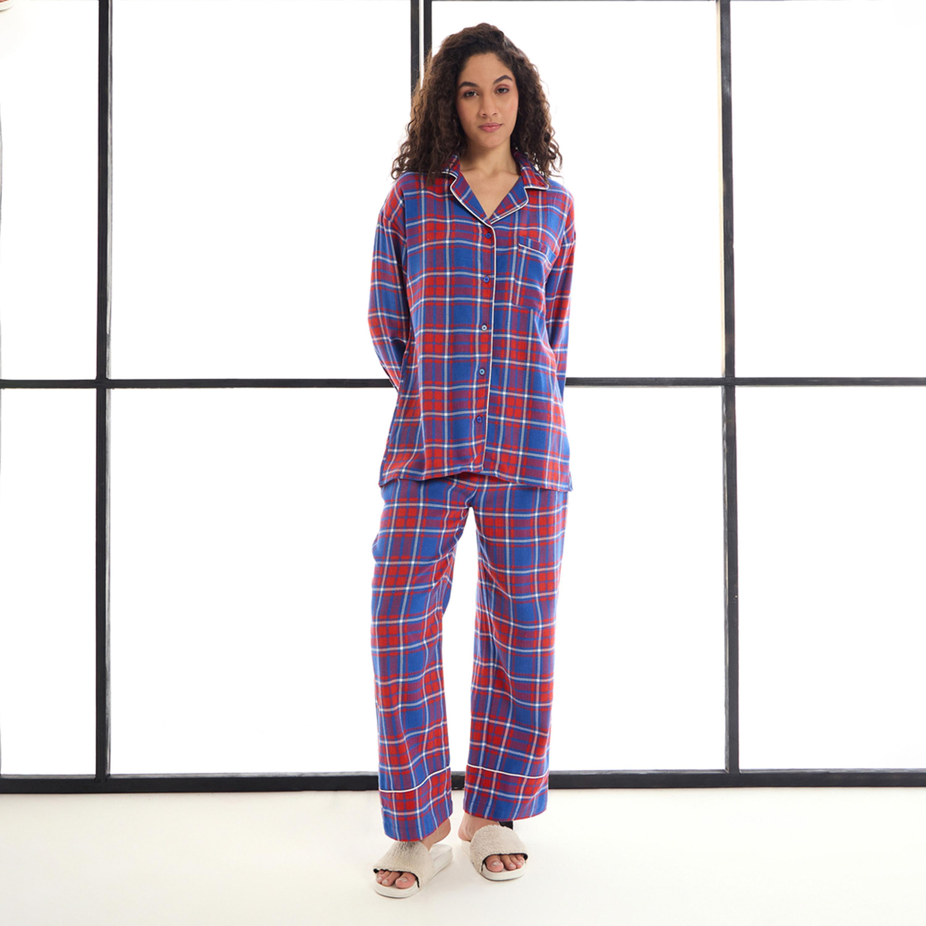 Sassafras X Styli Cotton Checked Shirt And Lounge Pants Set-women-clothing-nightwear-pyjamas-longsets-image-9
