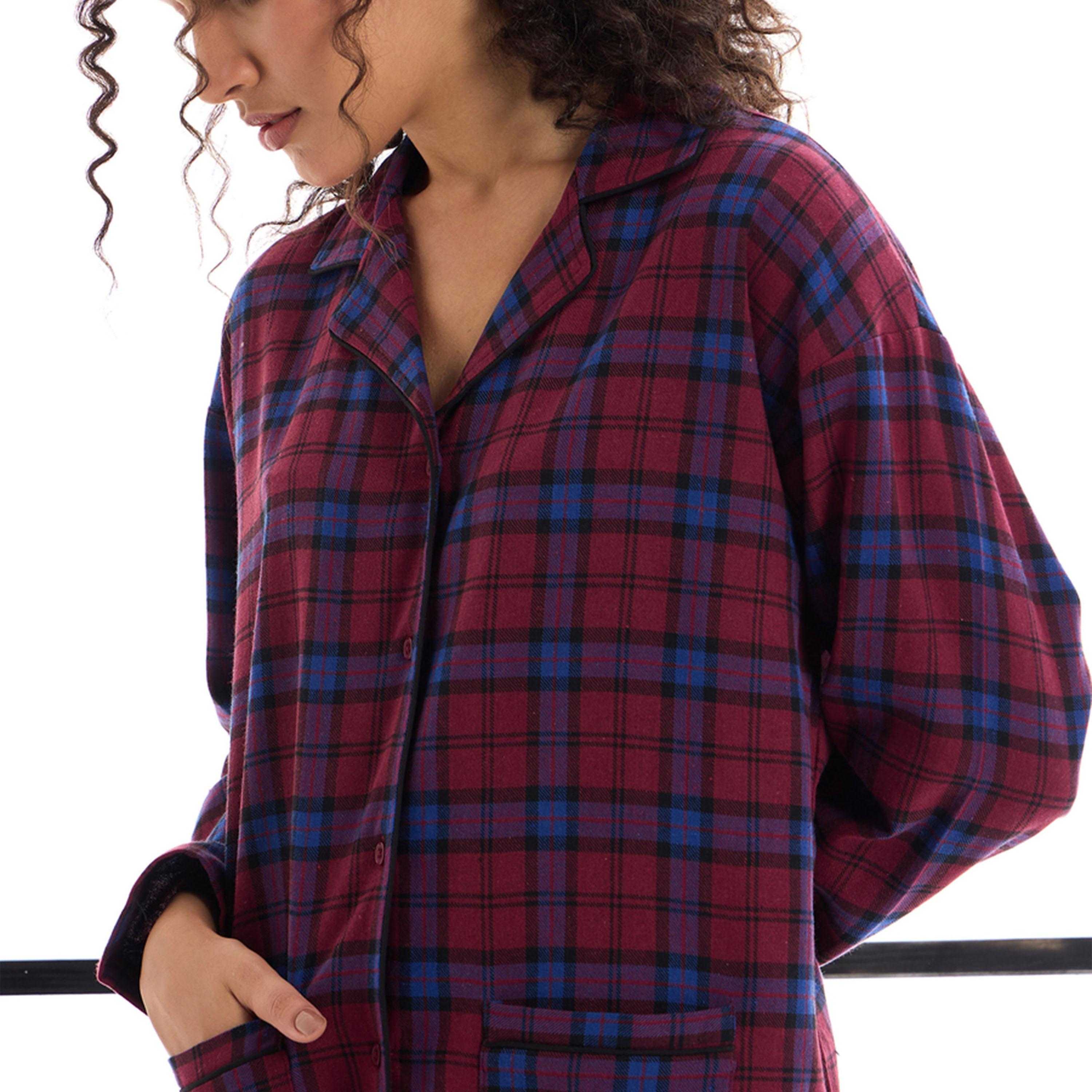 Sassafras X Styli Cotton Checked Lounge Shirt And Pants Set-women-clothing-nightwear-pyjamas-longsets-image-4