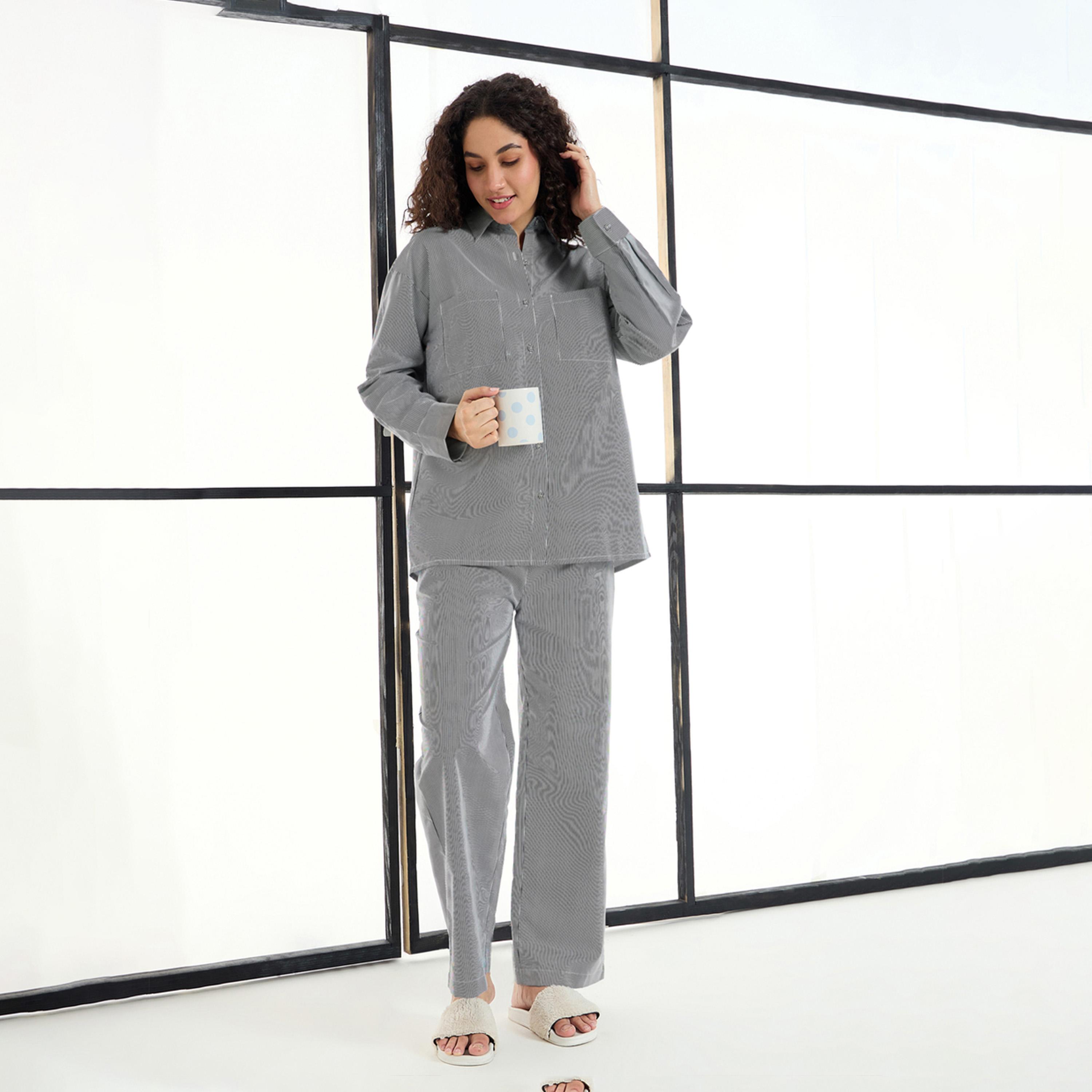 Sassafras X Styli Striped Lounge Shirt And Pants Set-women-clothing-nightwear-pyjamas-longsets-image-1