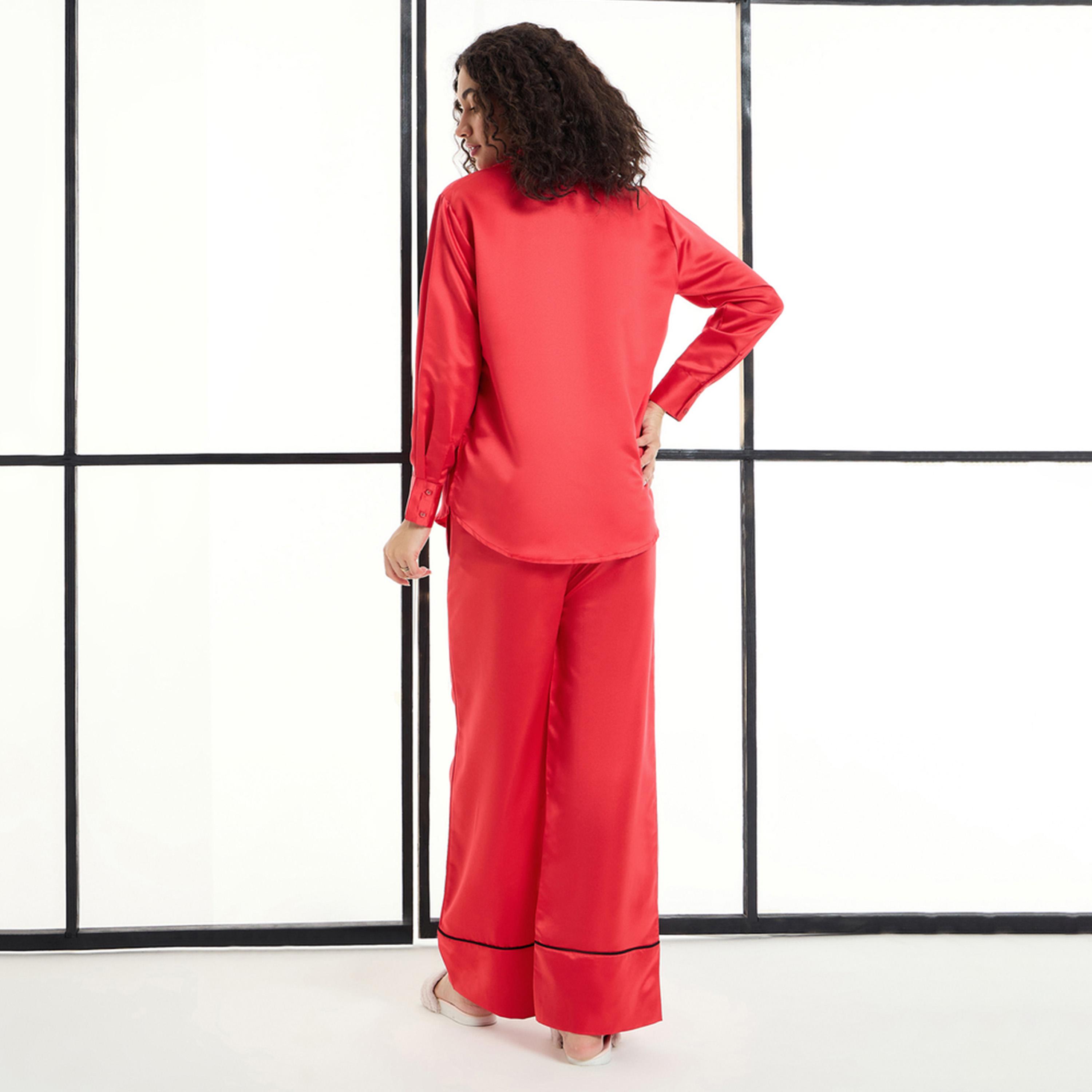 ساسافراس × ستايلي - طقم قميص وبنطال ساتان-women-clothing-nightwear-pyjamas-longsets-image-2