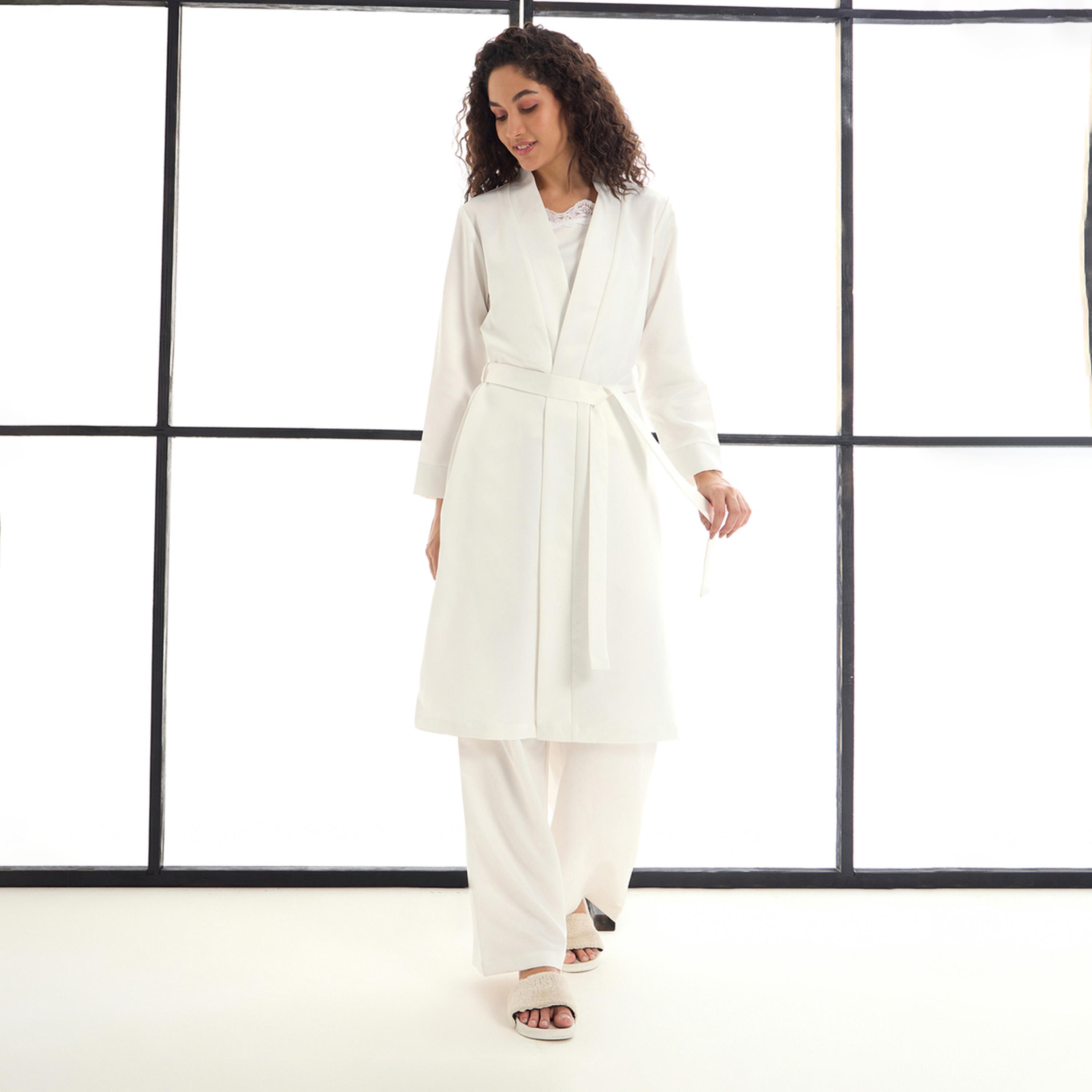 ساسافراس × ستايلي - مجموعة من 3 قطع - بلوزة مع بنطال وسترة قصيرة من الساتان-women-clothing-nightwear-pyjamas-longsets-image-2