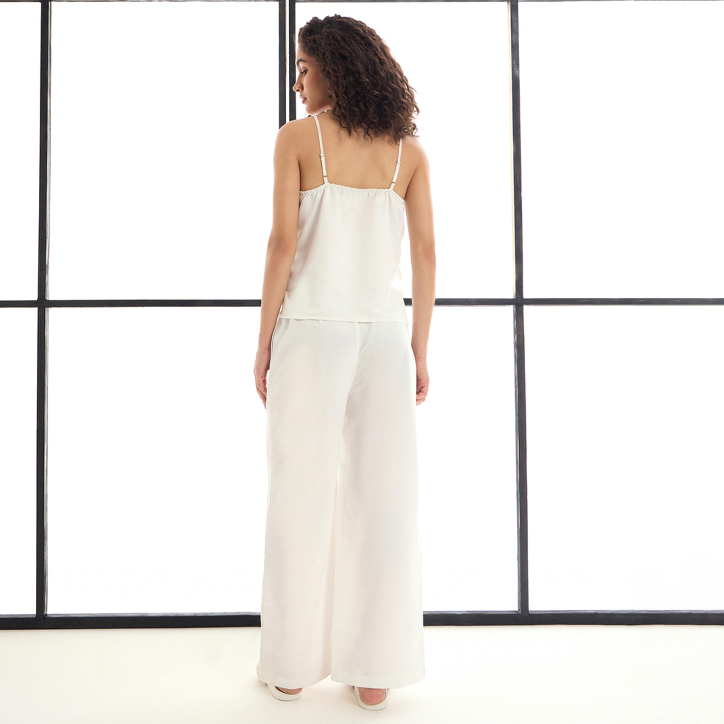 ساسافراس × ستايلي - مجموعة من 3 قطع - بلوزة مع بنطال وسترة قصيرة من الساتان-women-clothing-nightwear-pyjamas-longsets-image-9