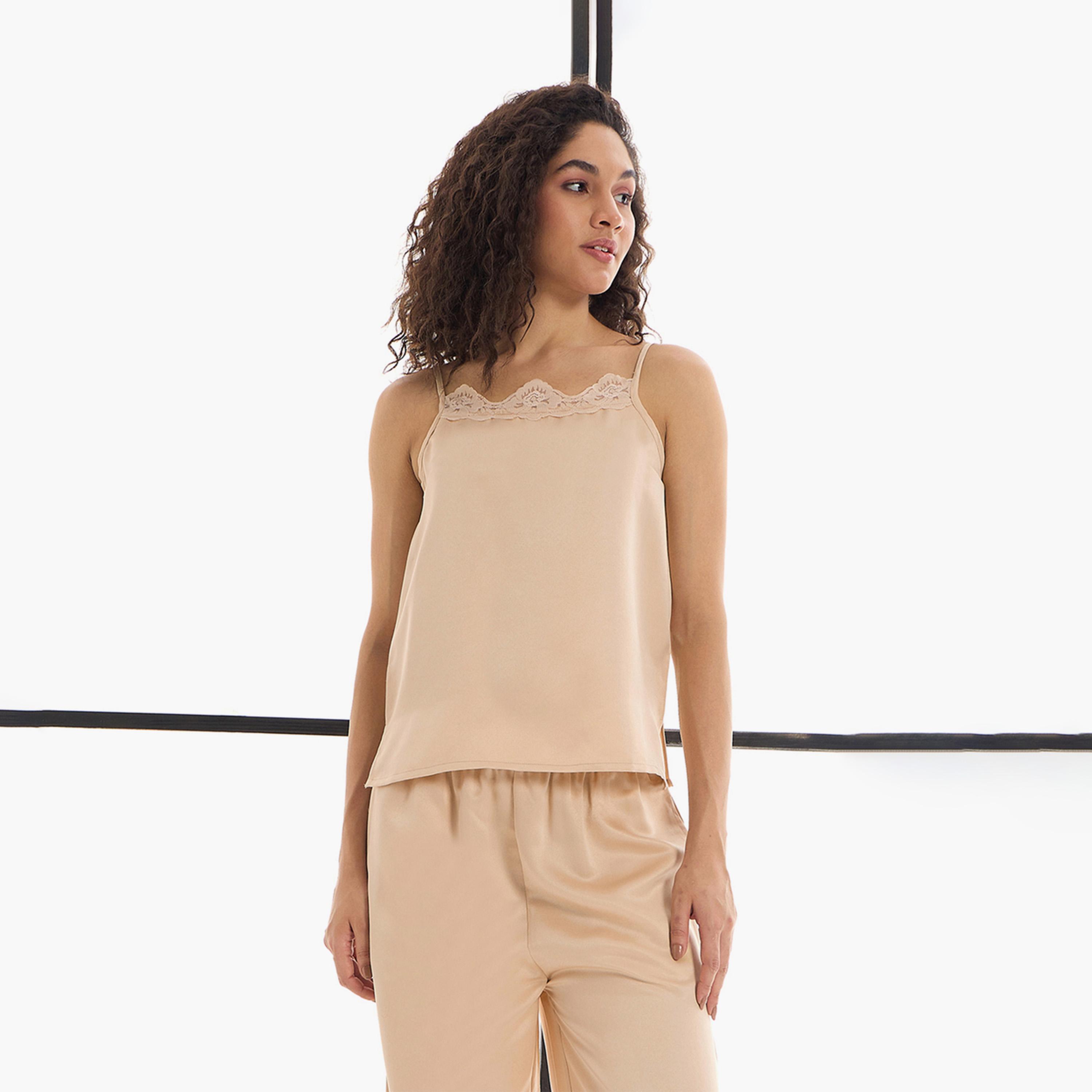 Sassafras X Styli Pack Of 3 - Satin Strappy Cami- Pants And Shrug-women-clothing-nightwear-pyjamas-longsets-image-7