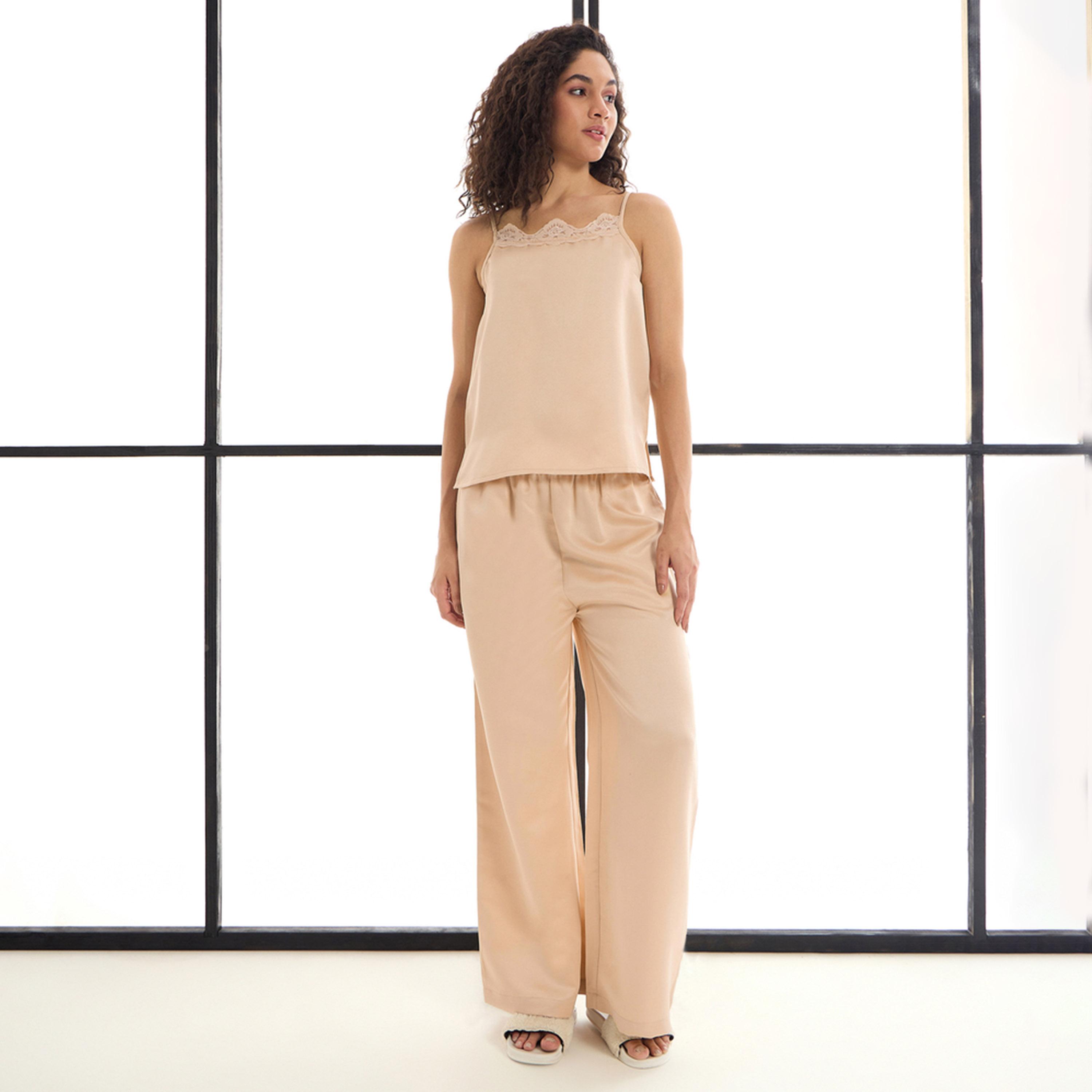Sassafras X Styli Pack Of 3 - Satin Strappy Cami- Pants And Shrug-women-clothing-nightwear-pyjamas-longsets-image-8
