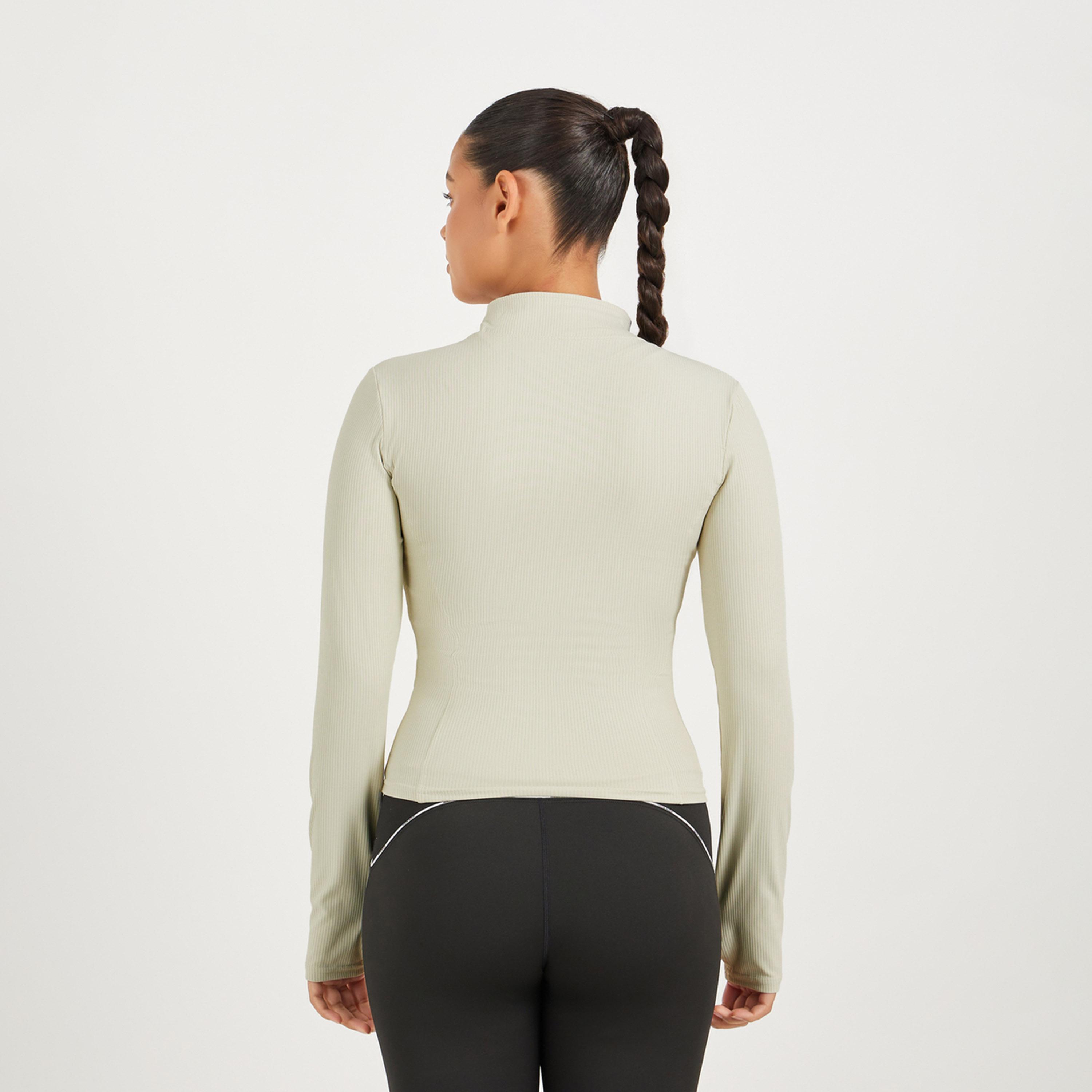 ستايلي - جاكيت رياضي بسحّاب ونسيج مضلع وفتحة إبهام-women-winterwear-coatsandjackets-jackets-image-4