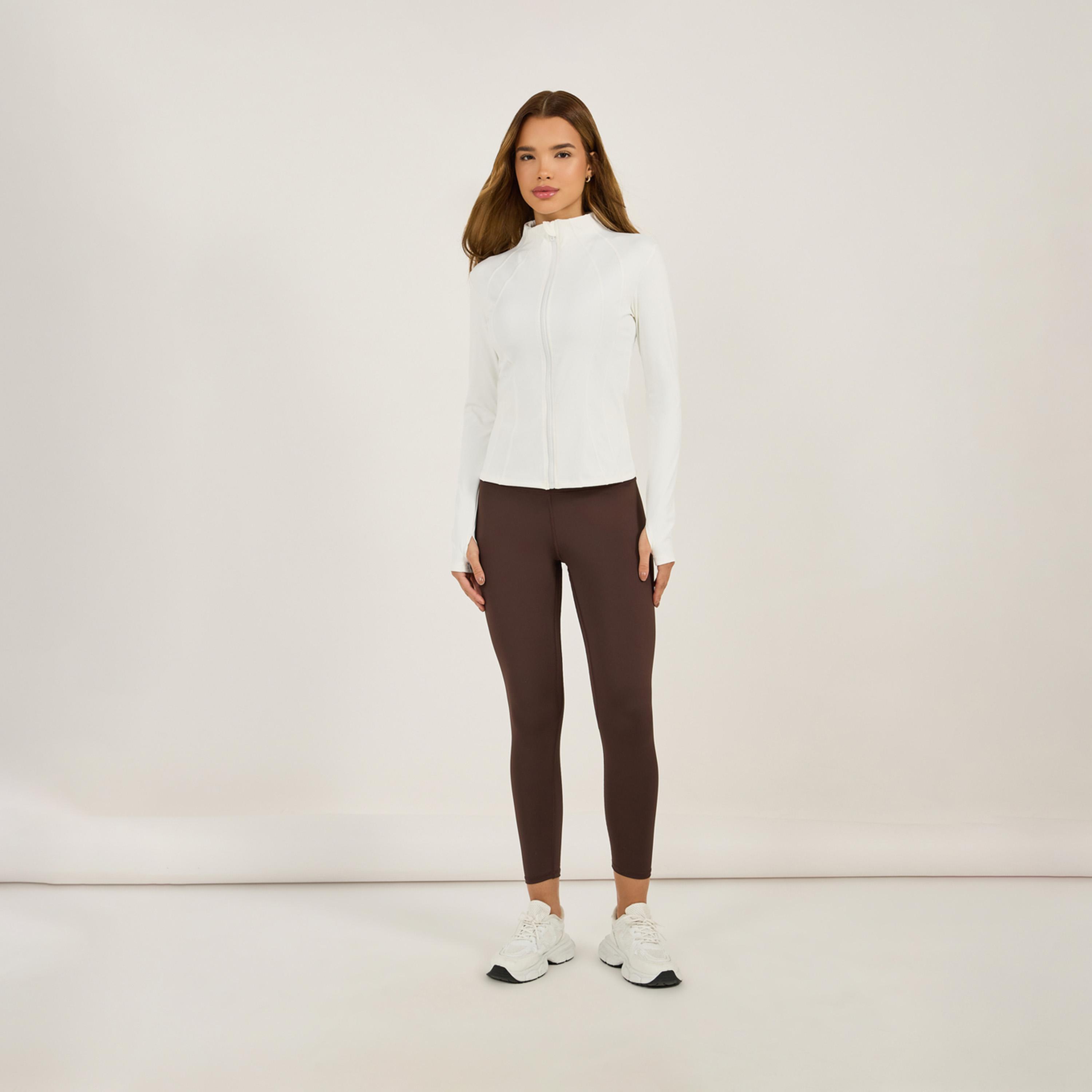 ستايلي - جاكيت رياضي بدرزات محددة وسحاب-women-clothing-sportswearandactivewear-coatsandjackets-jackets-image-2