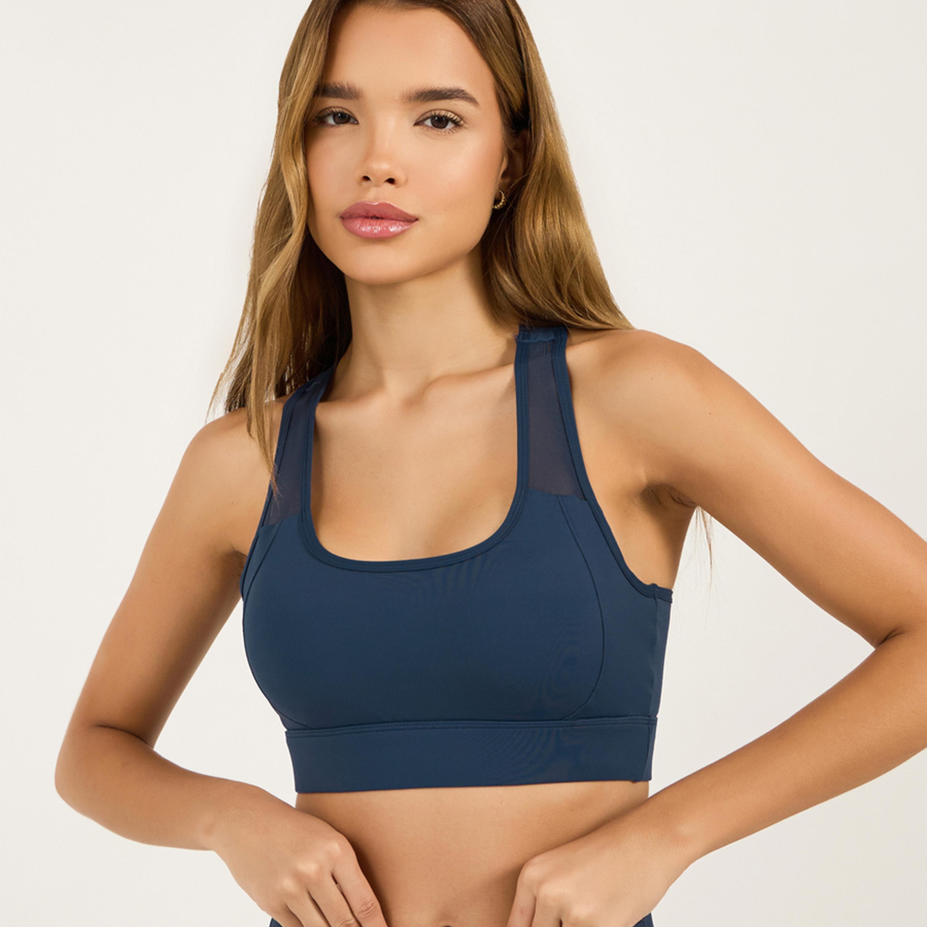 Styli Active Shoulder Strap & Back Mesh Insert Medium Support Sports Bra-women-clothing-sportswearandactivewear-sportsbras-image-1