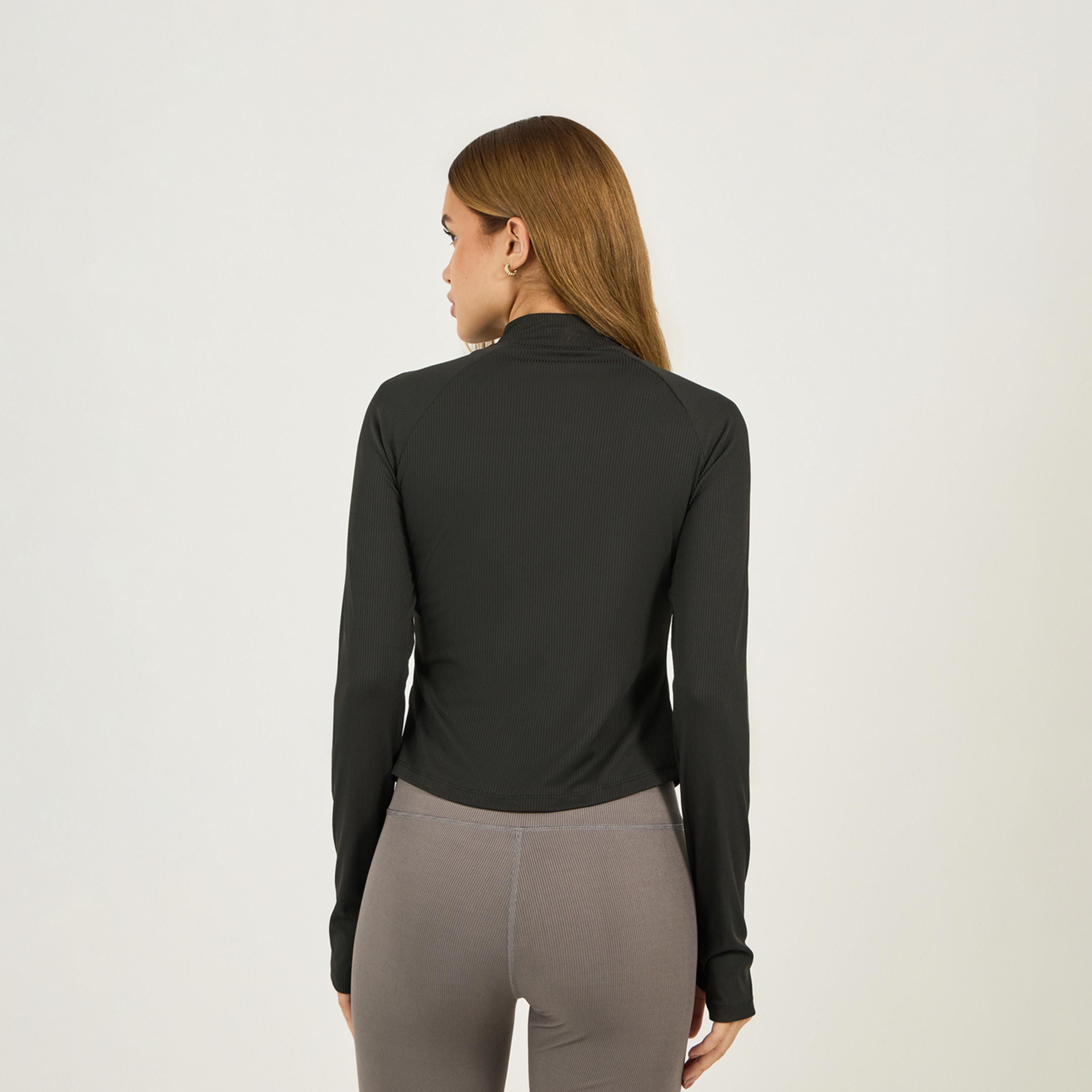 Styli Active Textured Center Gap Collar Zip Up Jacket-women-winterwear-coatsandjackets-jackets-image-4
