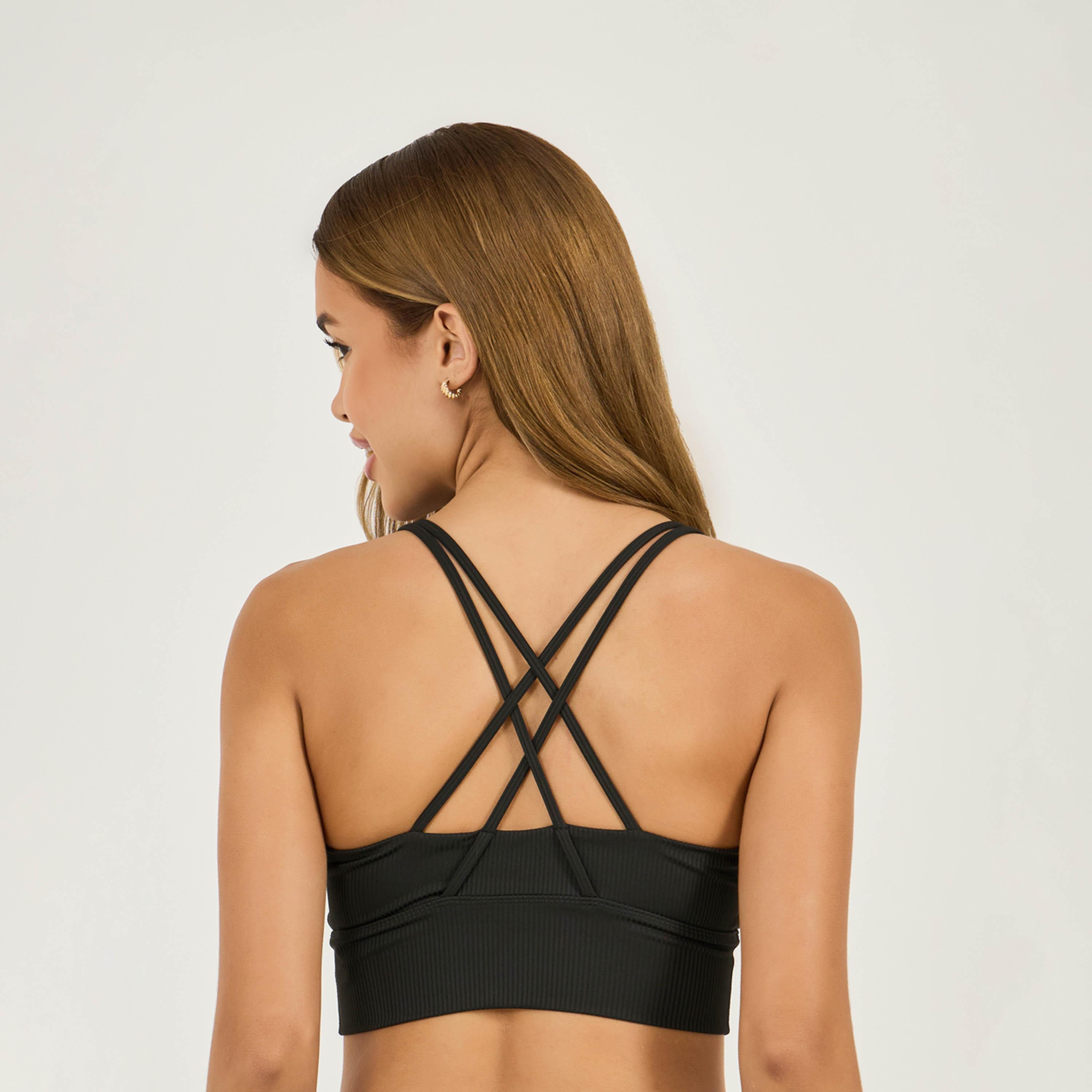 Styli Active Rib Textured Multi Cross Straps Medium Support Sports Bra-men-clothing-sportswearandactivewear-tshirtsandpolos-image-4