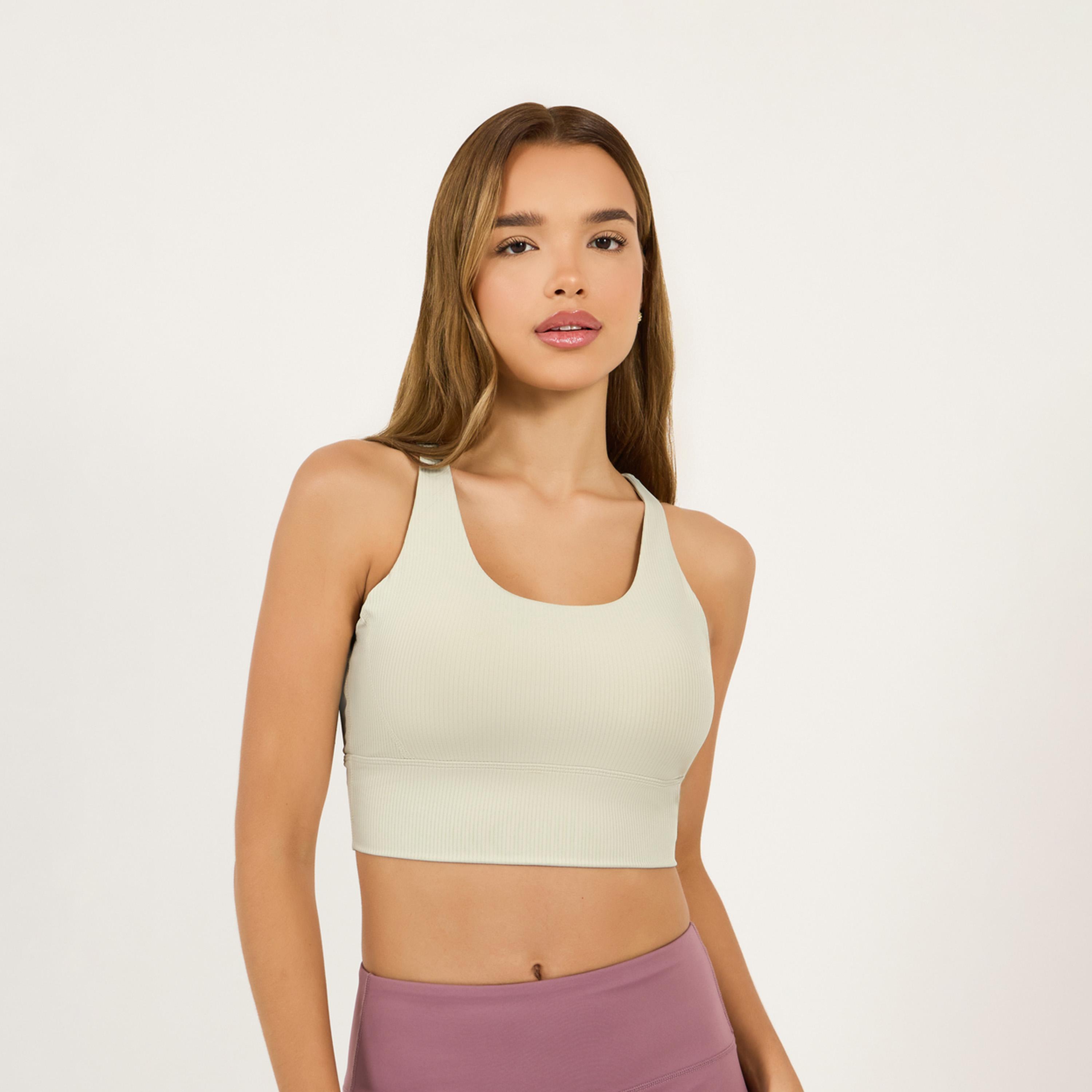 Styli Active Rib Textured Multi Cross Straps Medium Support Sports Bra-women-clothing-sportswearandactivewear-sportsbras-image-1