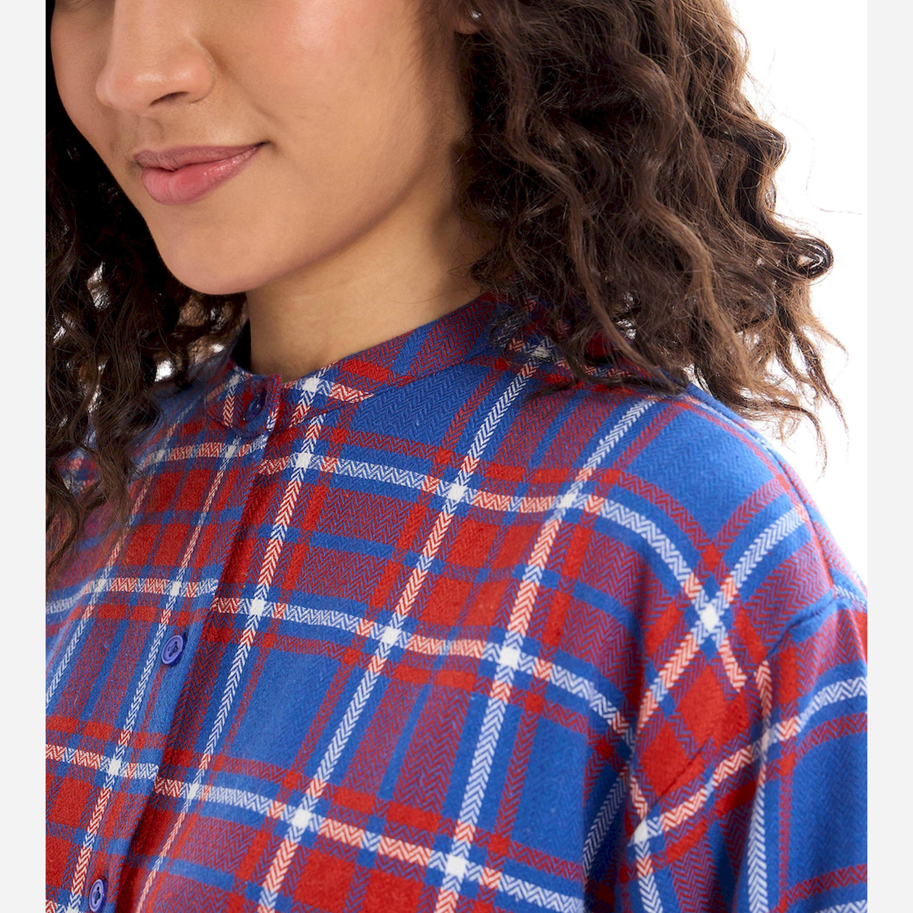 Sassafras X Styli Checked Mandarin Collar Longline Shirt Dress-women-clothing-nightwear-nighties-image-4