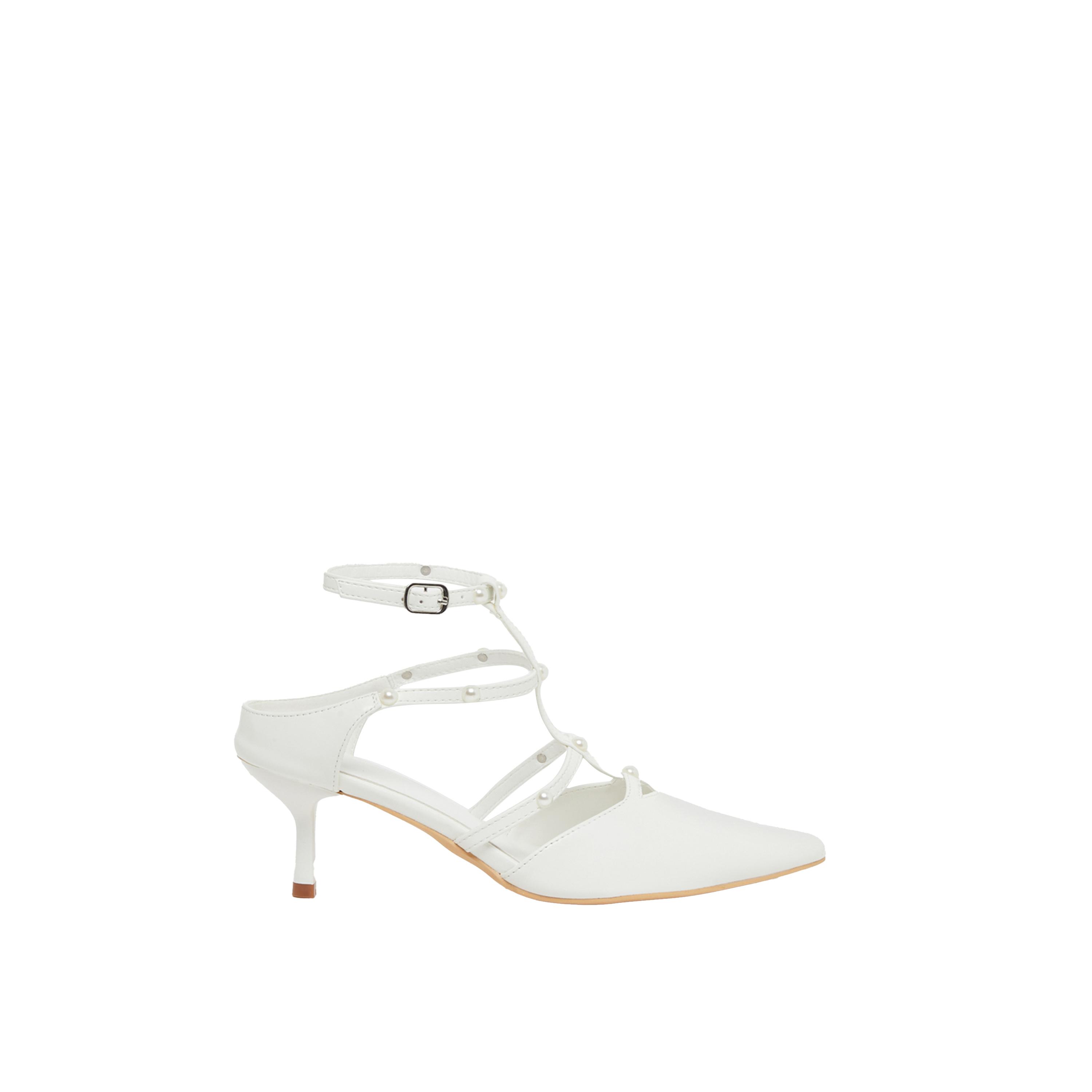 Styli Faux Pearl Embellished Pointed To Shoes-women-shoes-heels-image-1