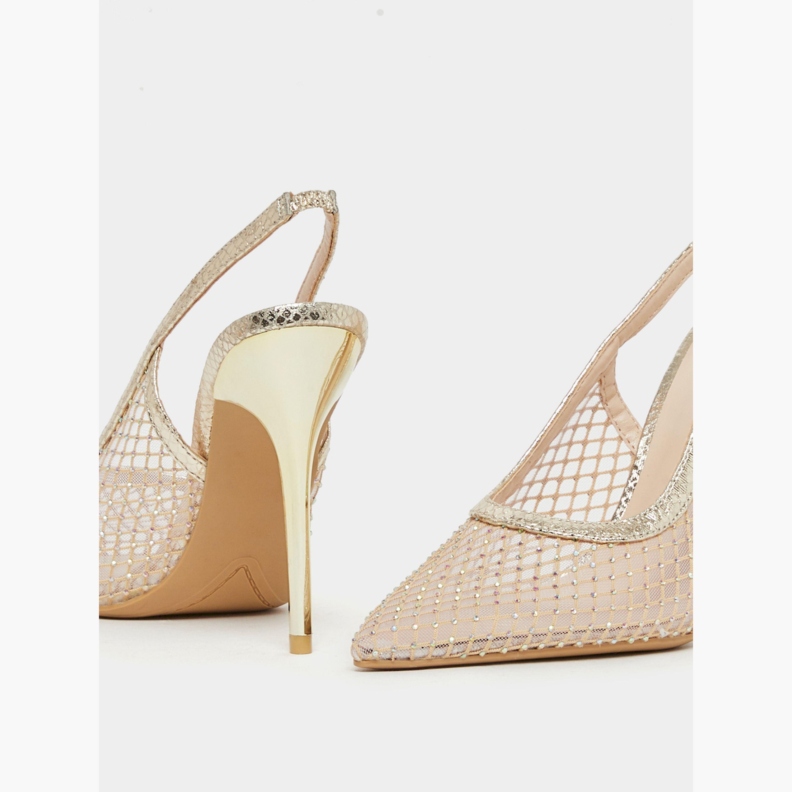 ستايلي - حذاء شبكي مقدمة مدببة مشبك-women-shoes-heels-image-3