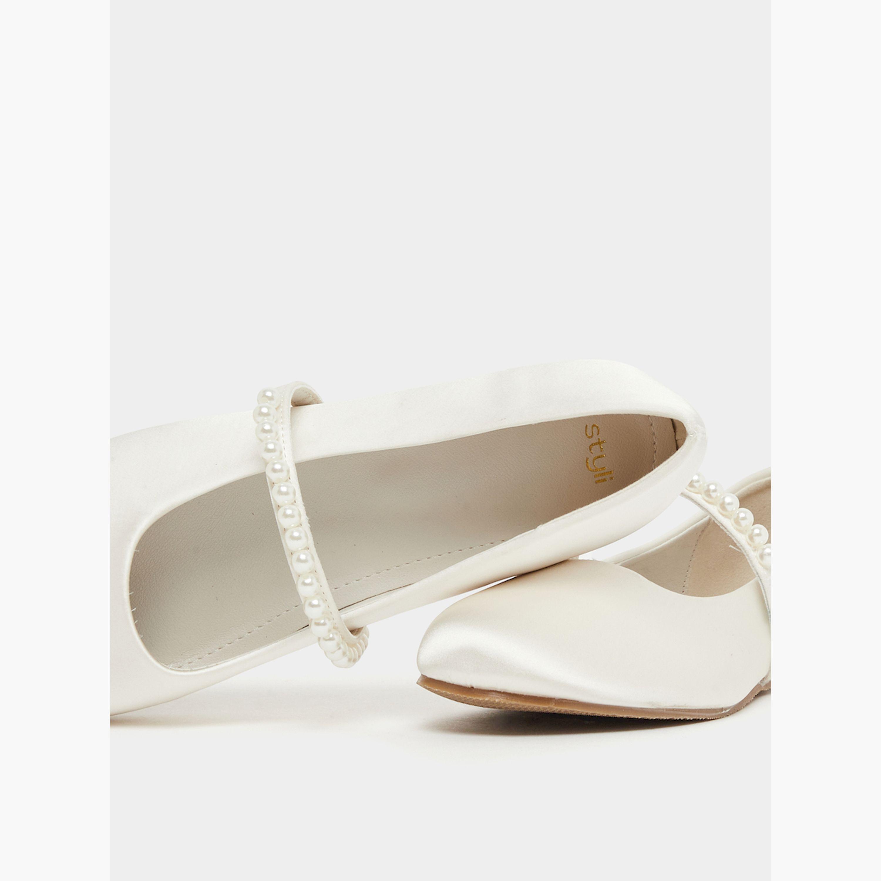 Styli Faux Pearl Embellished Strap Ballerina Shoes-women-shoes-ballerinas-image-3