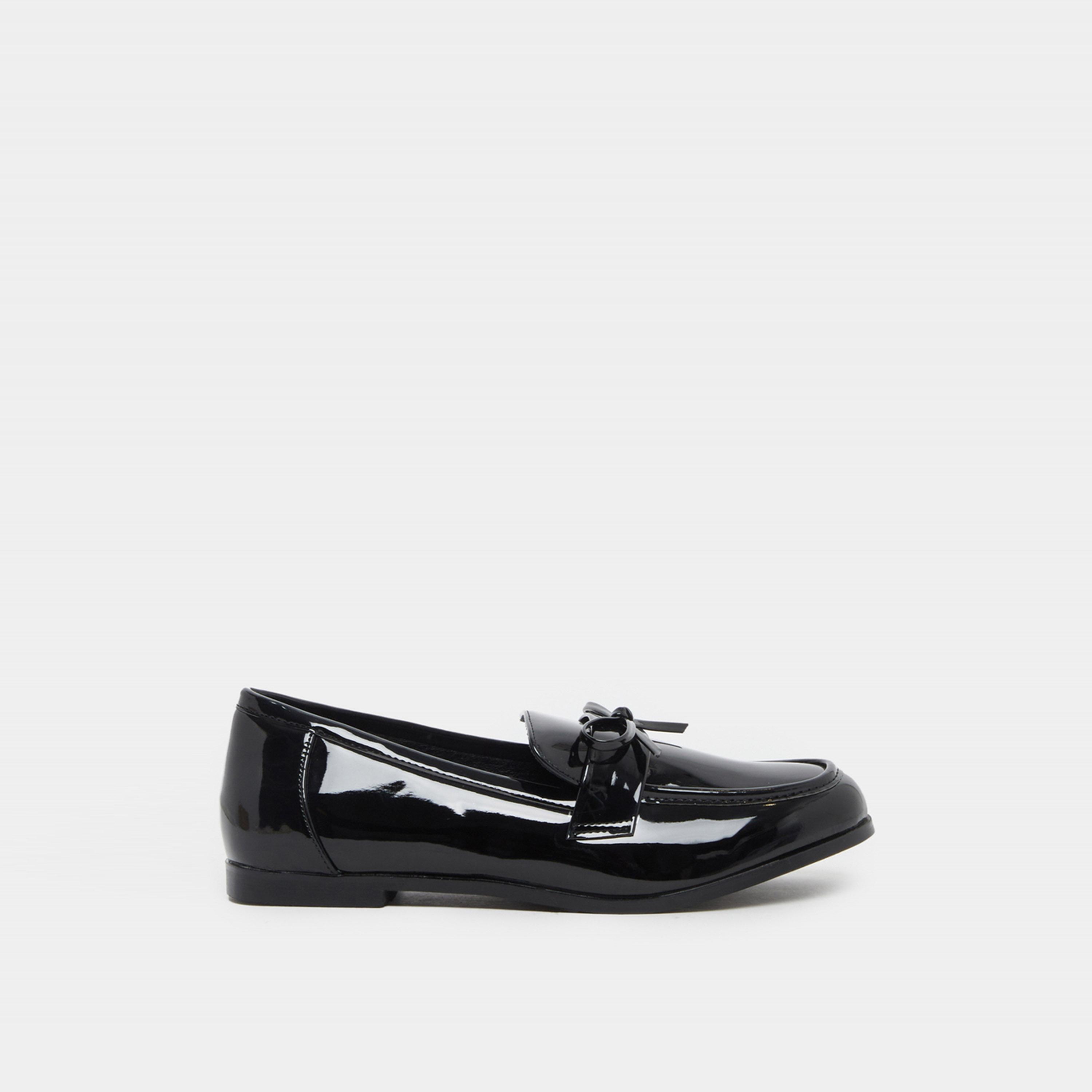Styli Leather Look Slip-On Loafers With Bowknot Detail-women-shoes-loafersandmoccasins-image-2