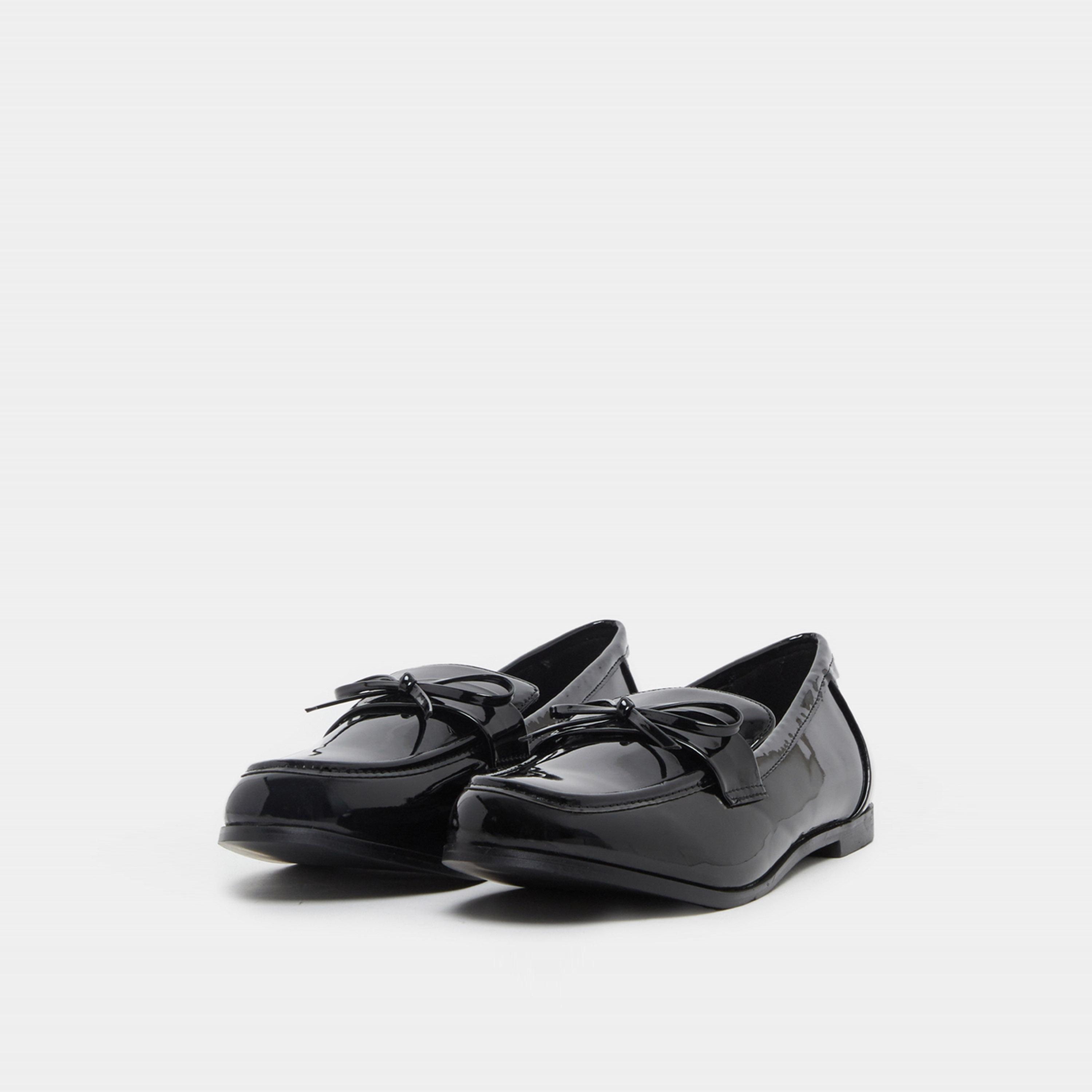 Styli Leather Look Slip-On Loafers With Bowknot Detail-women-shoes-loafersandmoccasins-image-3