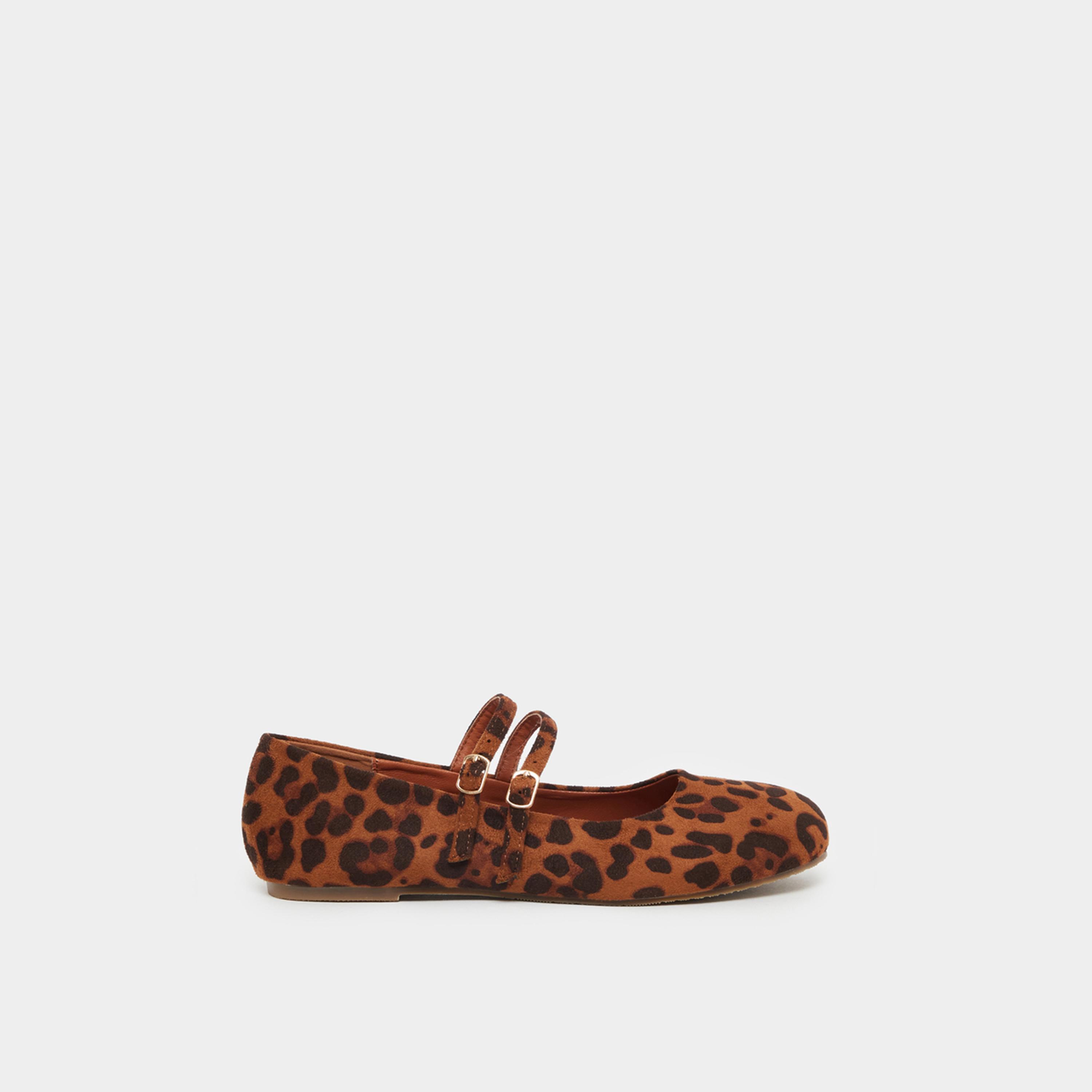 Styli Animal Print Dual Buckle Strap Mary Jane Shoes-women-shoes-ballerinas-image-1