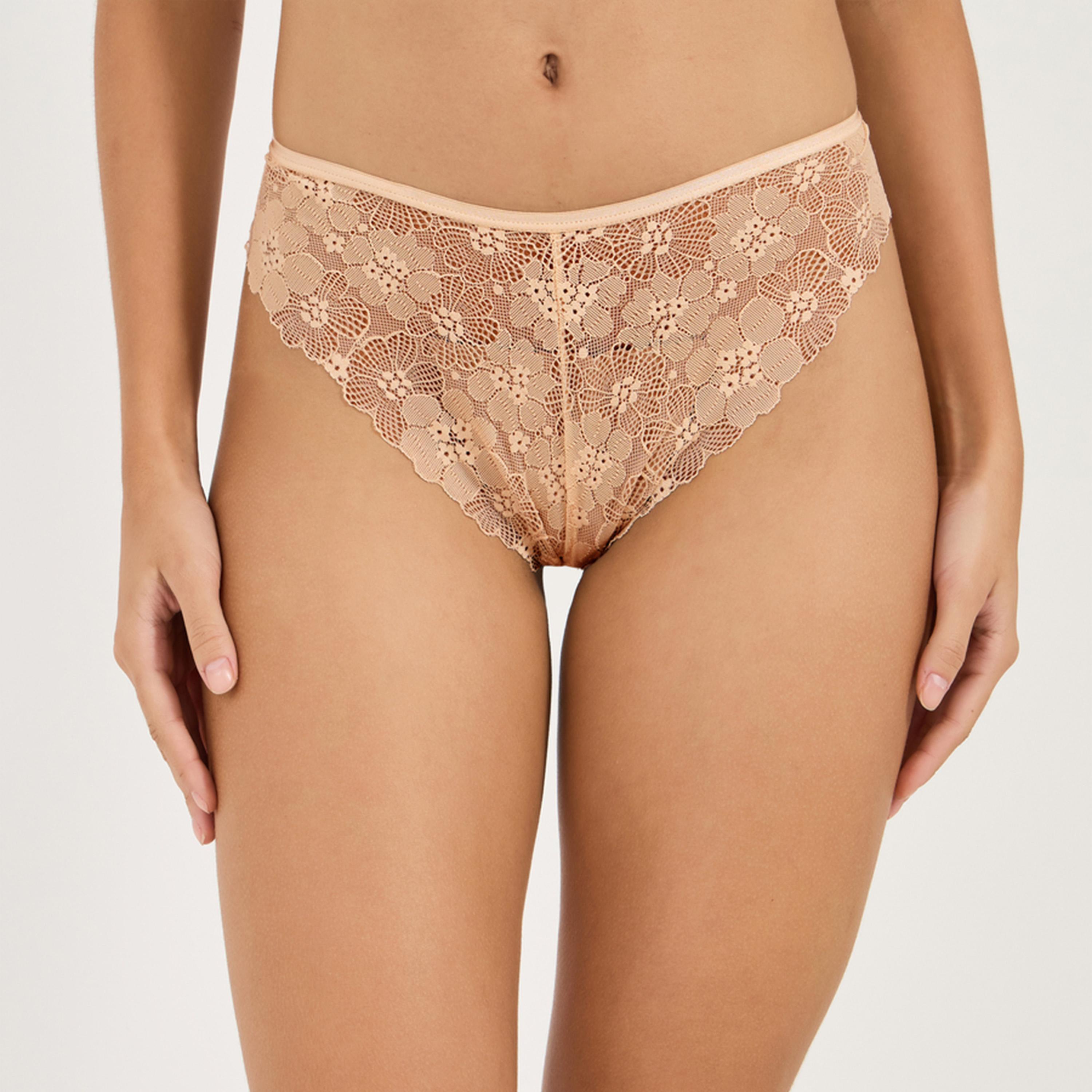 ستايلي - سروال داخلي دانتيل مورد مع قلوب معدنية في الخلف-women-clothing-lingerie-panties-image-1