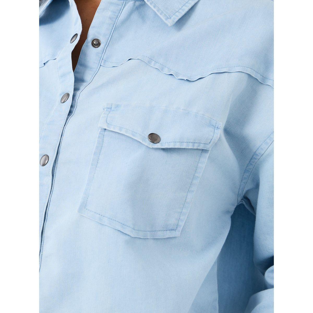 بلوزة دنيم سادة فضفاضة بأكتاف منخفضة-women-clothing-shirtsandblouses-shirts-image-3