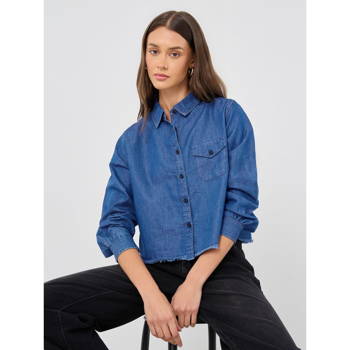 Styli Boxy Fit Buttoned Denim Shirt-women-clothing-shirtsandblouses-shirts-image-1