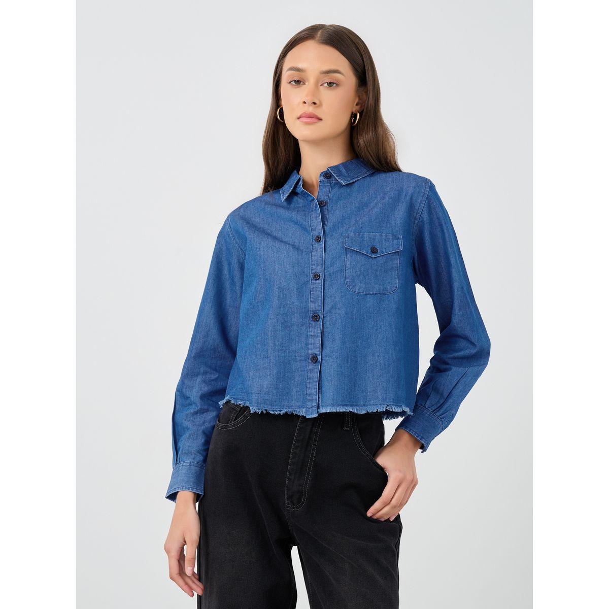 بلوزة دنيم بقصة بوكسي وأزرار-women-clothing-shirtsandblouses-shirts-image-2