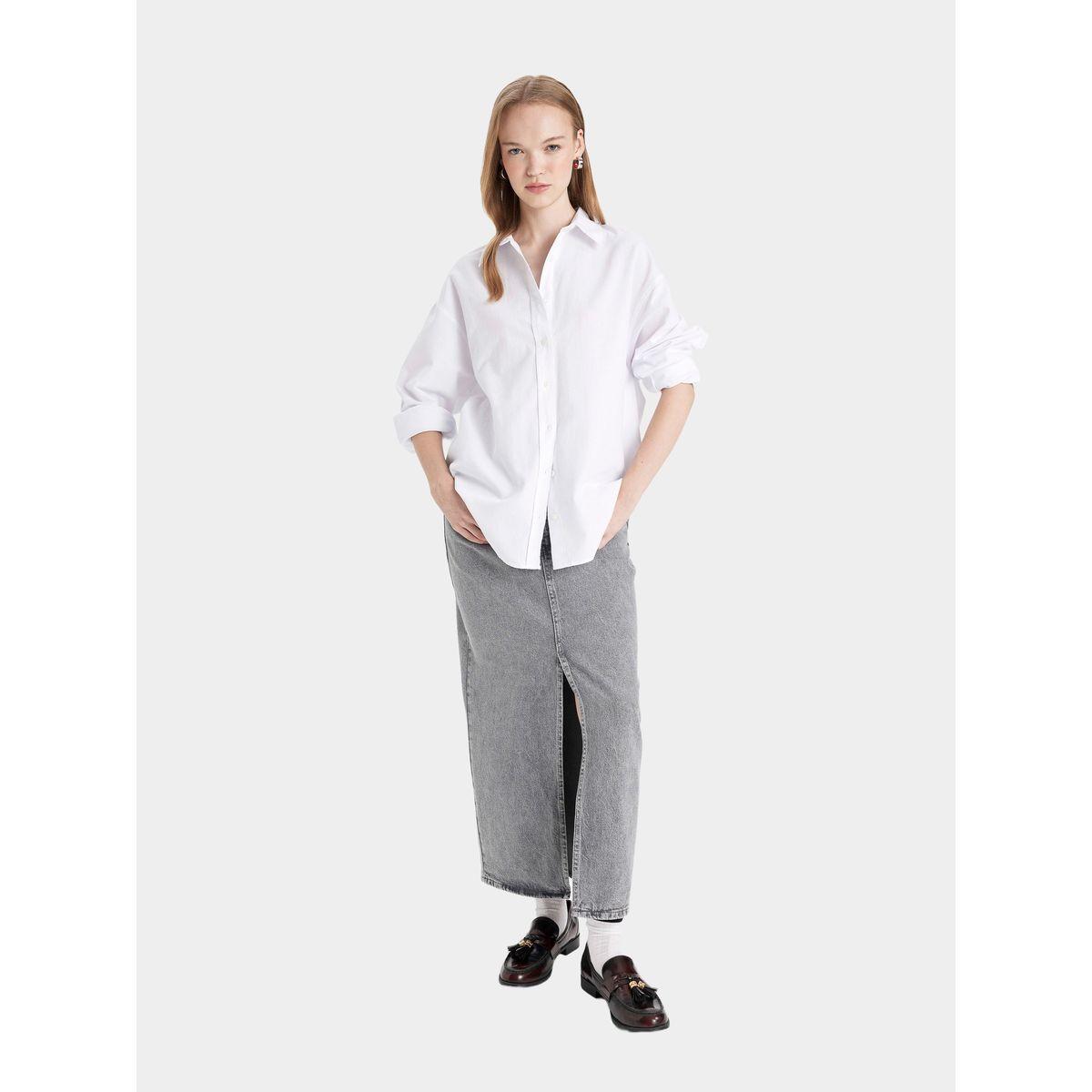 DeFacto X Styli  A-Line Front Slit Maxi Jeans Skirt with Pockets-women-clothing-bottoms-skirts-image-6
