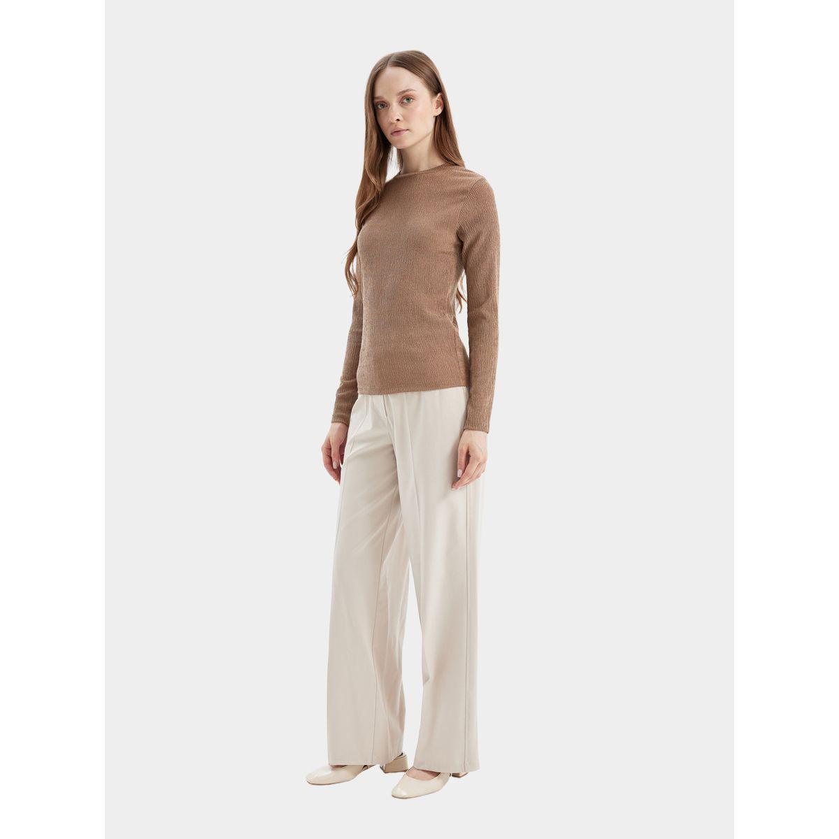 تونيك بياقة دائرية وتفاصيل بارزة الملمس ديفاكتو × ستايلي-women-clothing-shirtsandblouses-blouses-image-3
