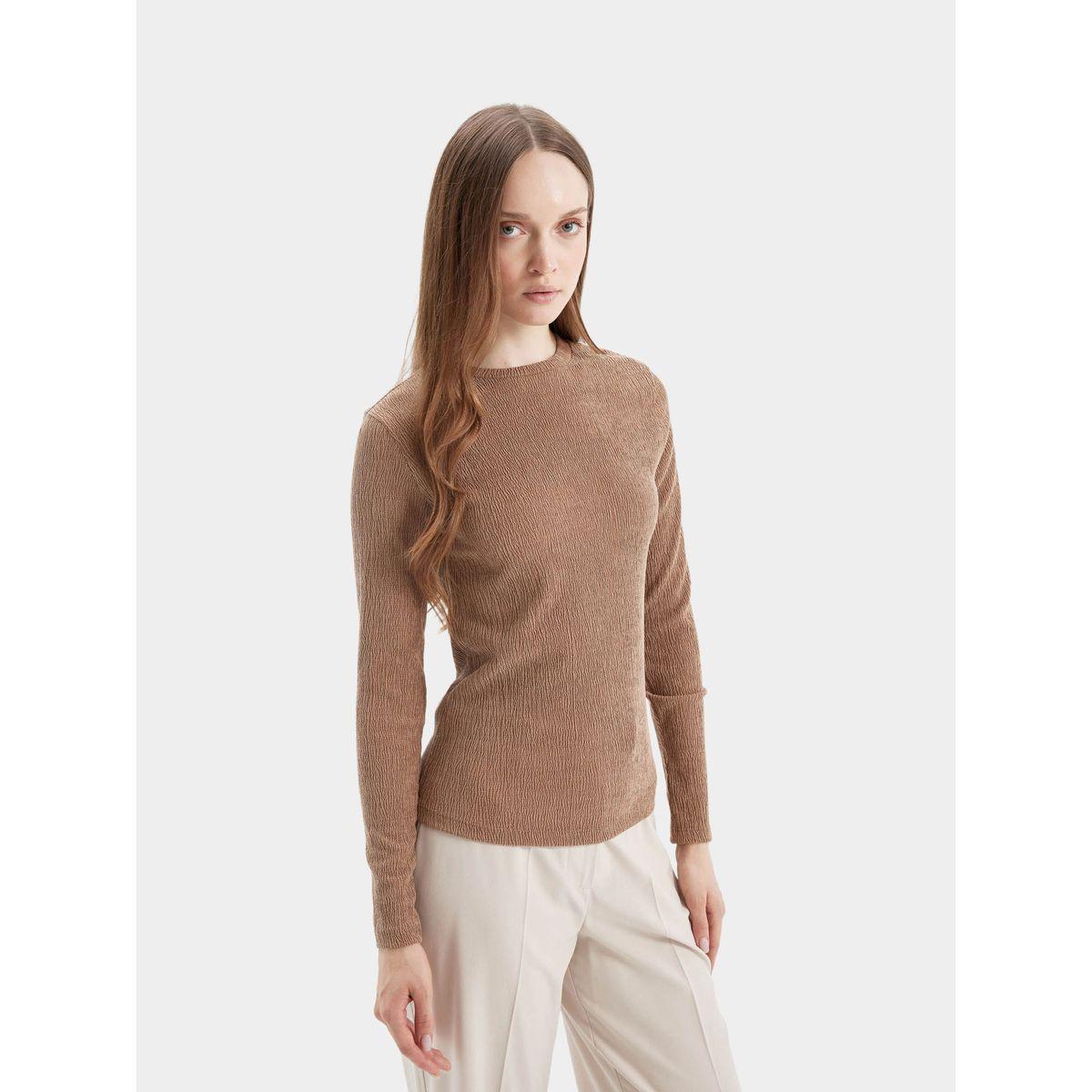 تونيك بياقة دائرية وتفاصيل بارزة الملمس ديفاكتو × ستايلي-women-clothing-shirtsandblouses-blouses-image-6