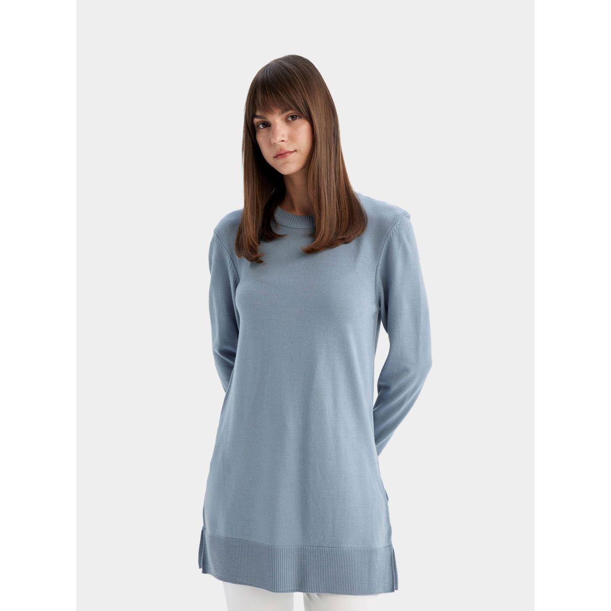 DeFacto X Styli  Regular Fit Crew Neck Side Slit Longline Tunic-women-clothing-shirtsandblouses-blouses-image-4