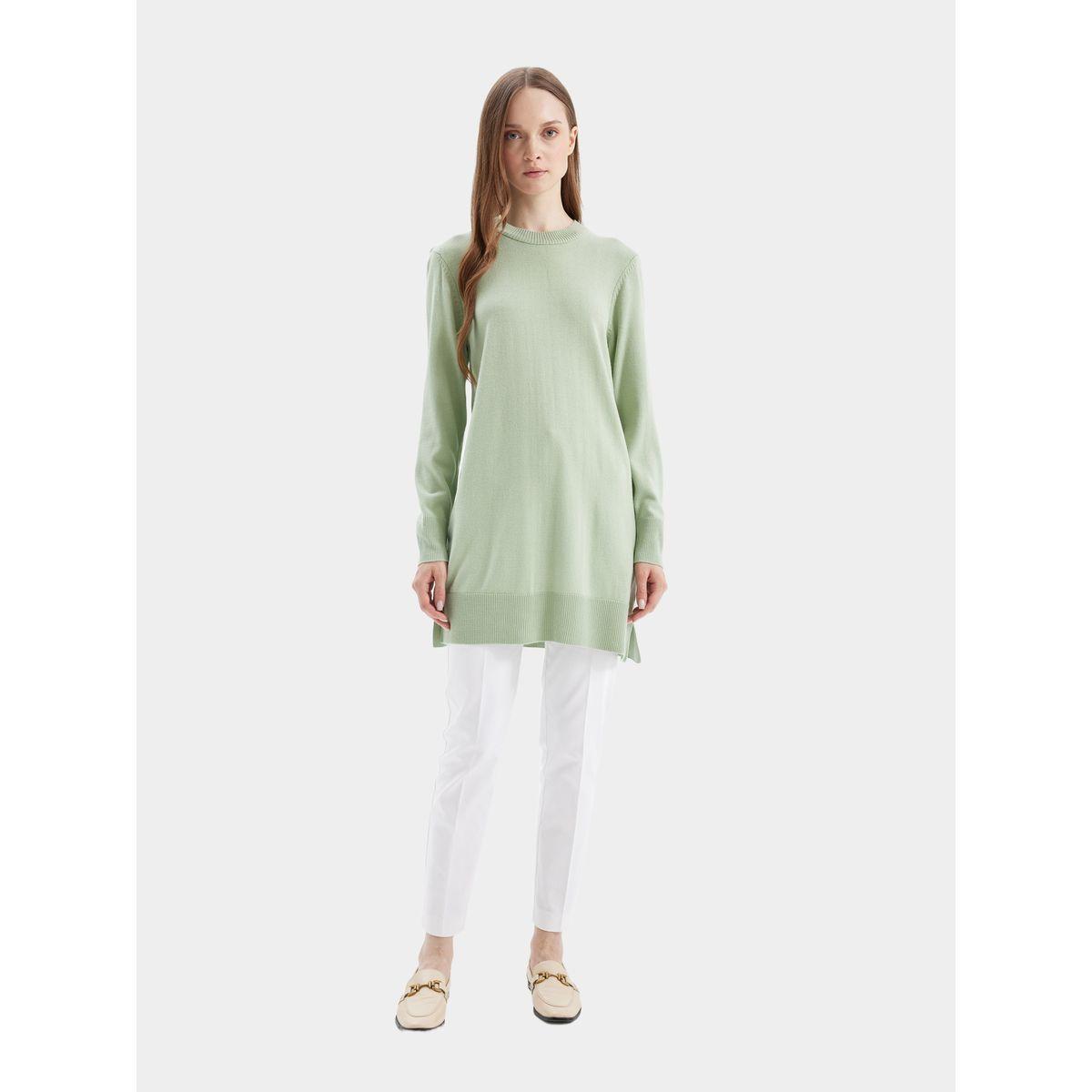 بلوزة تونيك طويلة بقصة عادية وياقة دائرية مع شق جانبي ديفاكتو × ستايلي-women-clothing-shirtsandblouses-blouses-image-5