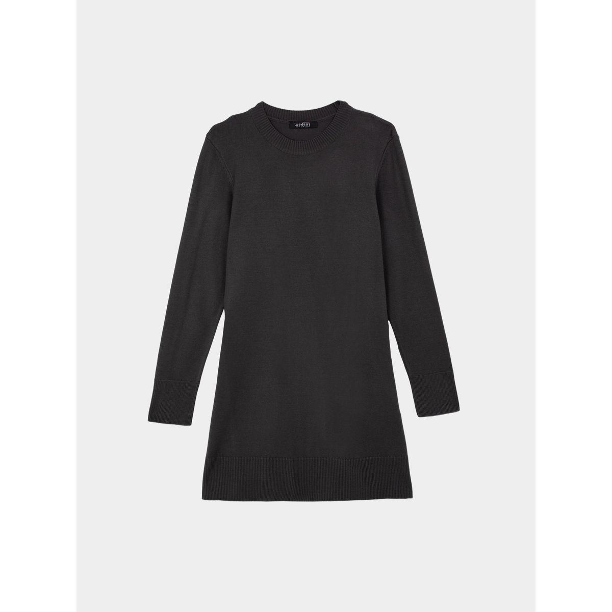 بلوزة تونيك طويلة بقصة عادية وياقة دائرية مع شق جانبي ديفاكتو × ستايلي-women-clothing-shirtsandblouses-blouses-image-5