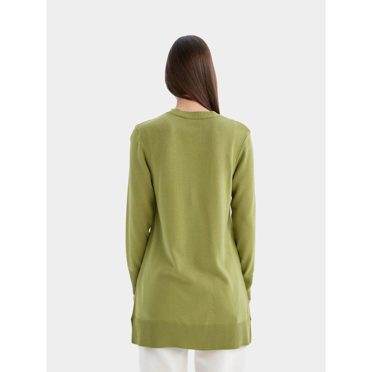 بلوزة تونيك طويلة بقصة عادية وياقة دائرية مع شق جانبي ديفاكتو × ستايلي-women-clothing-shirtsandblouses-blouses-image-5