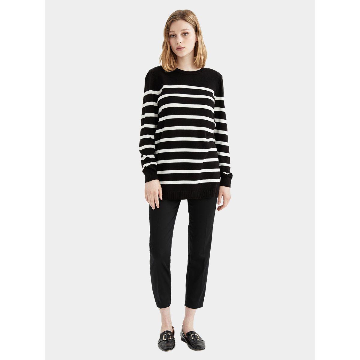 DeFacto X Styli  Relax Fit Striped Knit Tunic Sweater-women-clothing-shirtsandblouses-blouses-image-3